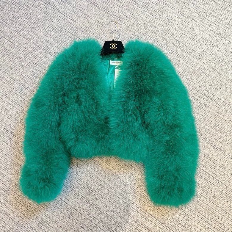 Saint Laurent Paris saint Laurent parisGreen fur jacket 2503-Nextarrow Size XXS / US 00 / IT 34 - 6 Thumbnail