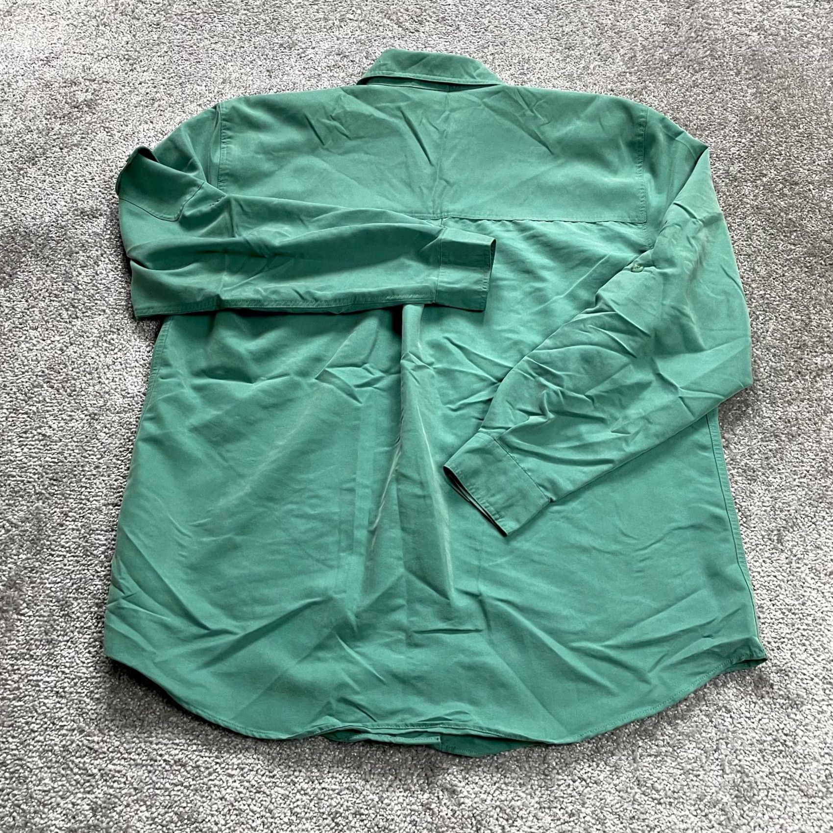 Essentials Modern Essentials Button Blouse Shirt Womens Medium Green Long Sleeve Polynosic Size M / US 6-8 / IT 42-44 - 8 Thumbnail