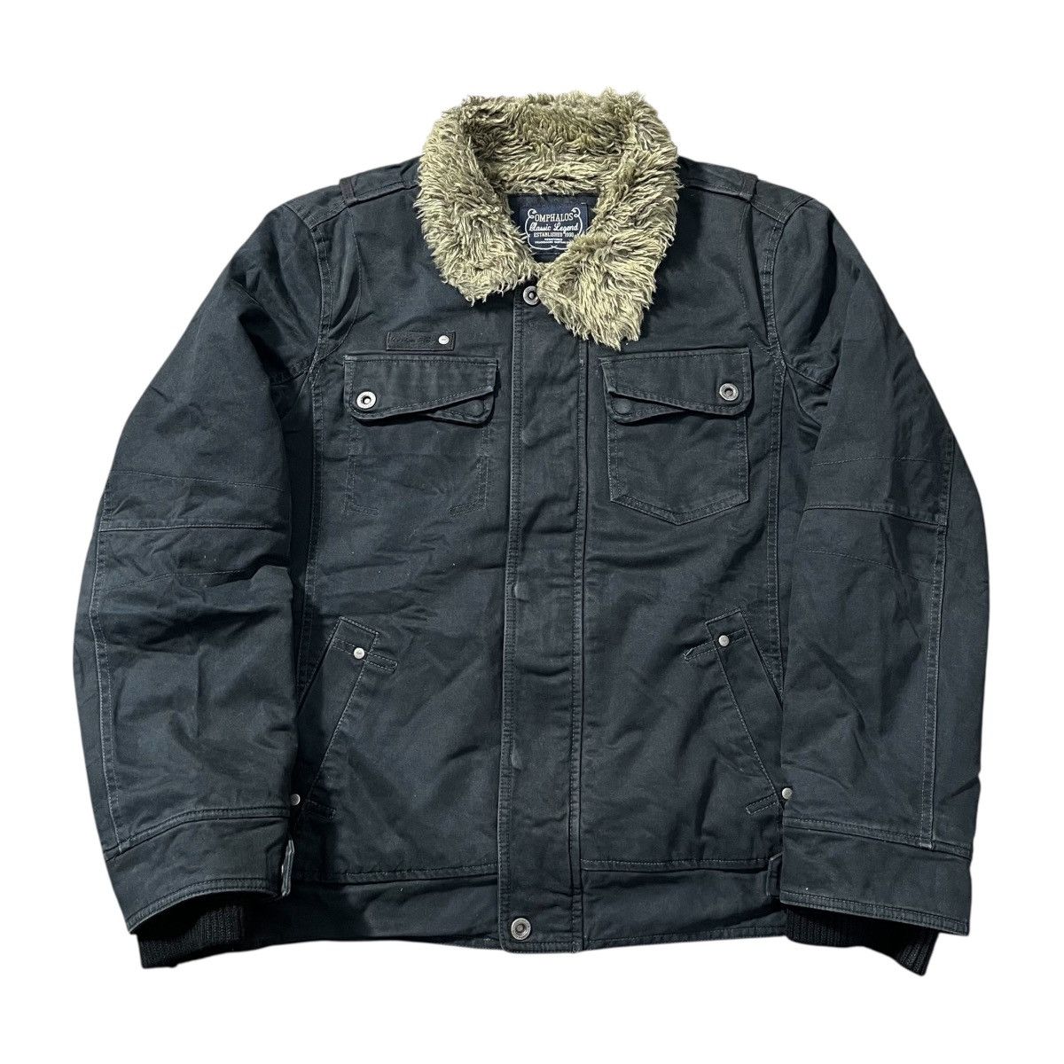 Japanese Brand OMPHALOS Canvas Jacket Fleece Lined Size US L / EU 52-54 / 3 - 1 Thumbnail