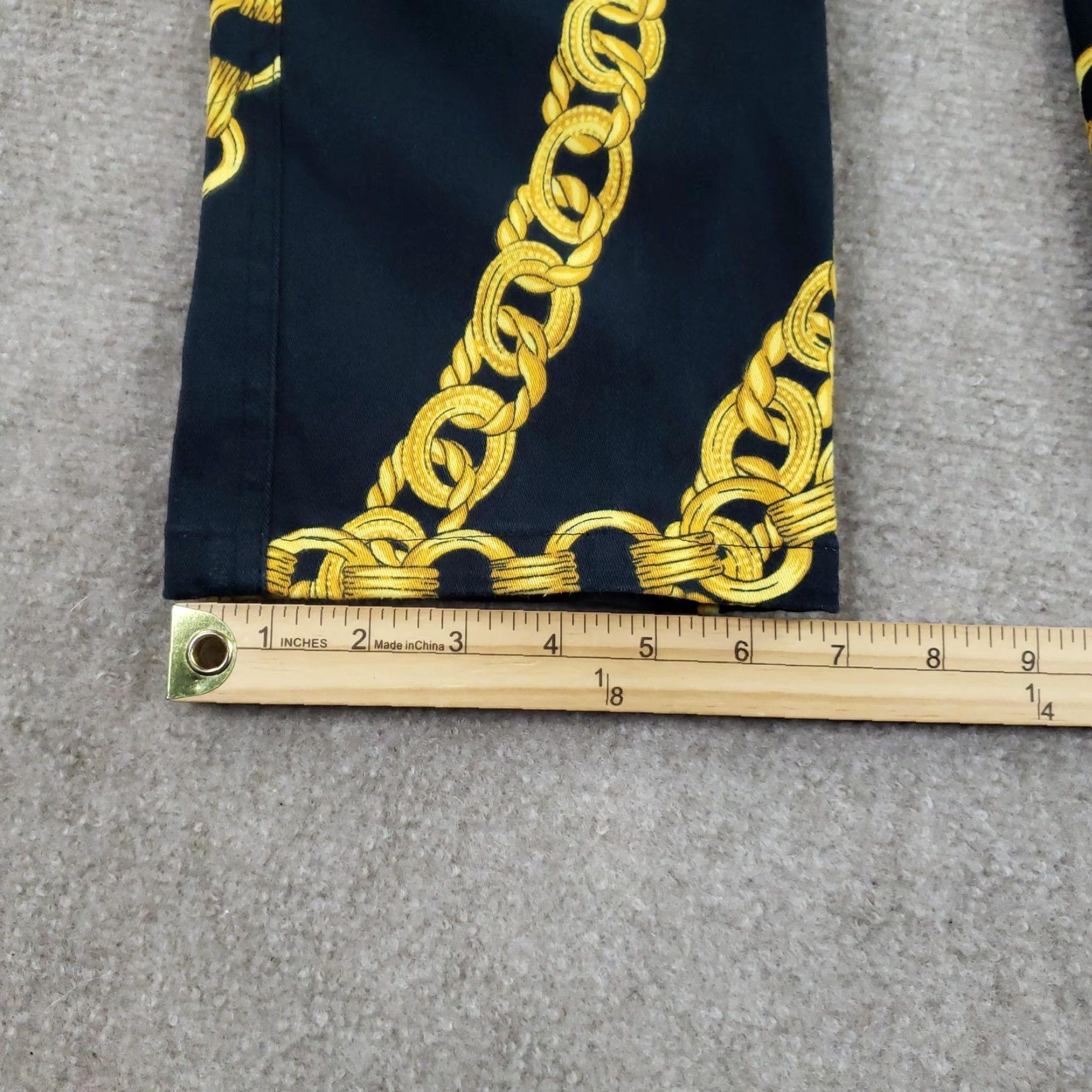 Vintage Carlisle Womens Pants 2 Blue Gold Chain Print High Rise Straight Leg Stretch Dress Pants Geometric Pockets Button Zip casual Womens Size 26" / US 2 / IT 38 - 4 Thumbnail