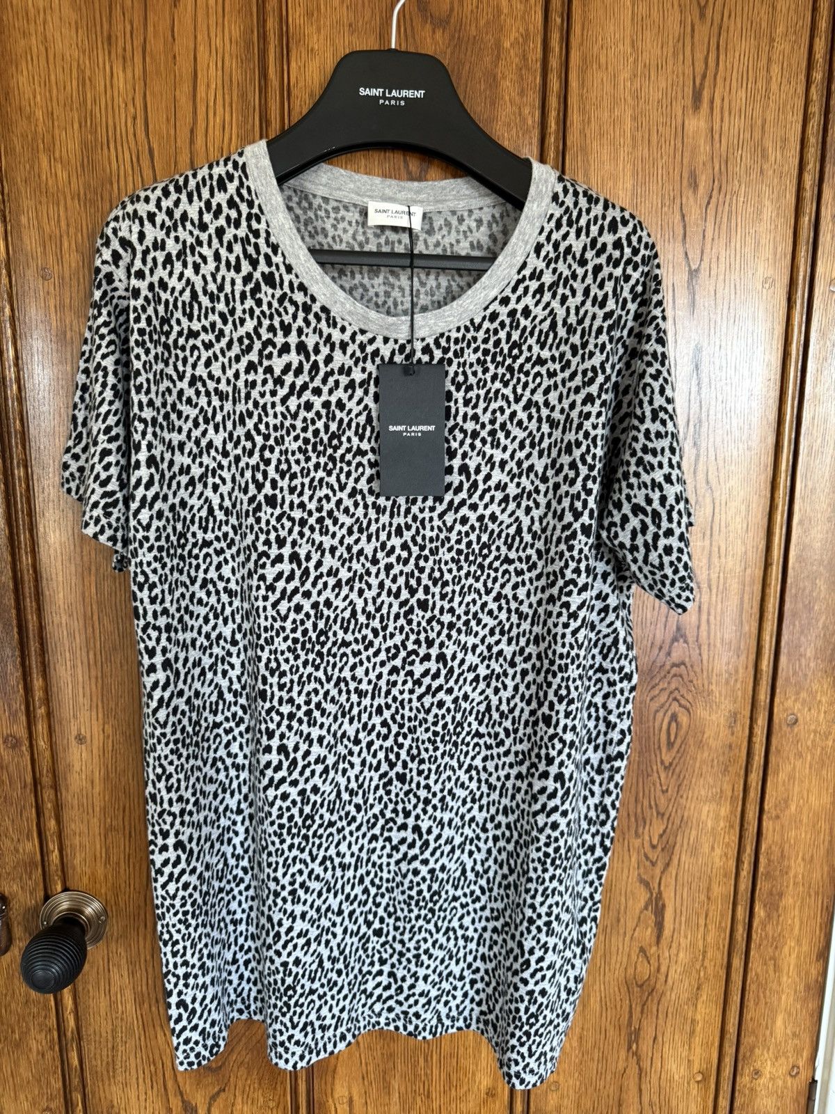Pre-owned Saint Laurent Fw14  Babycat Grey Black T Shirt Hedi M Grail