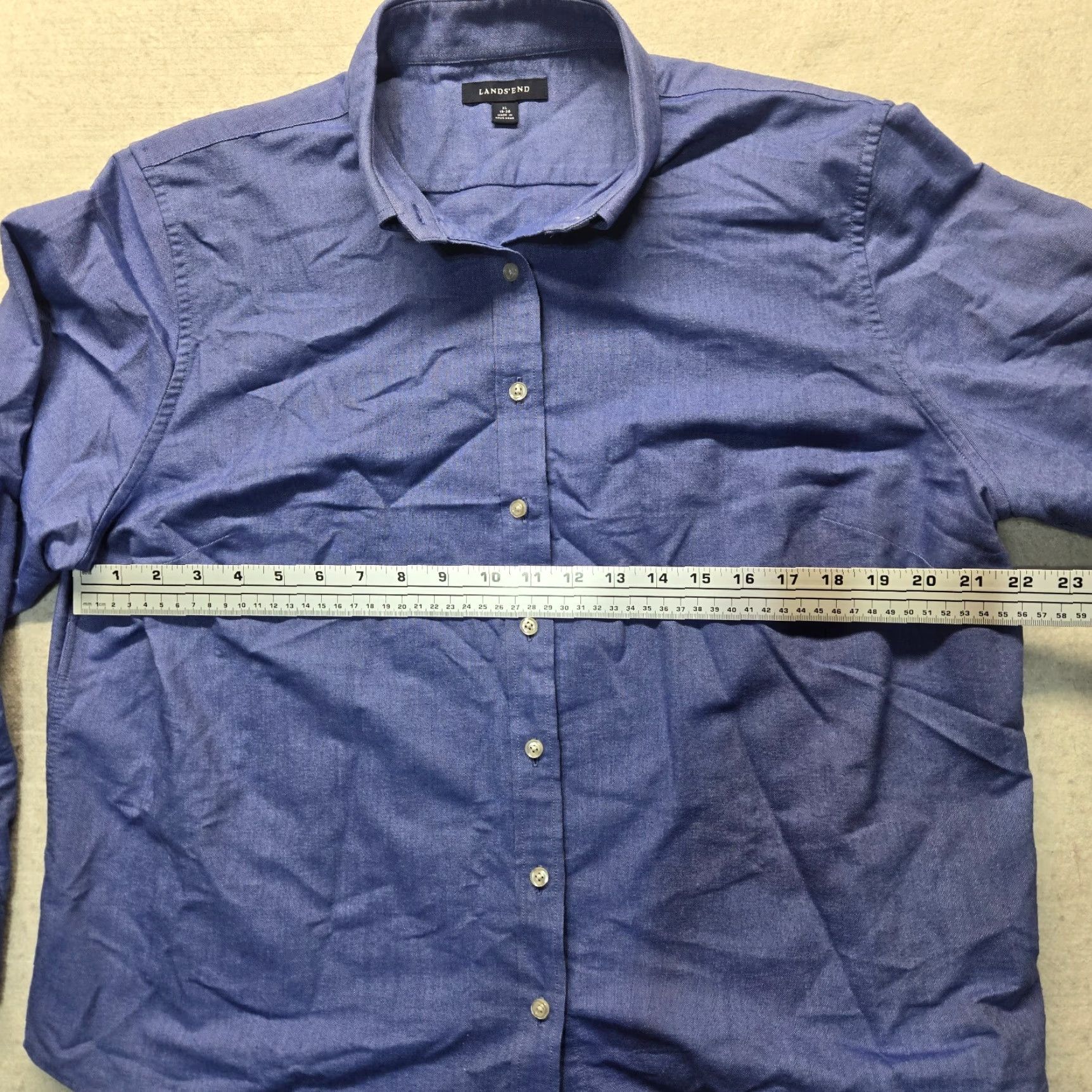 Lands' End Lands' End Solid Blue Long Sleeve Button-Down Shirt Adult Men XL Blue Shirt Button-Up Men XL Lands' End Size US XL / EU 56 / 4 - 4 Thumbnail