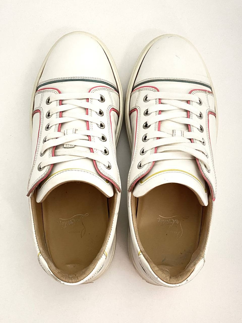 Christian Louboutin Christian Louboutin White Multi Leather Low Top Sneakers Size US 10 / IT 40 - 7 Thumbnail