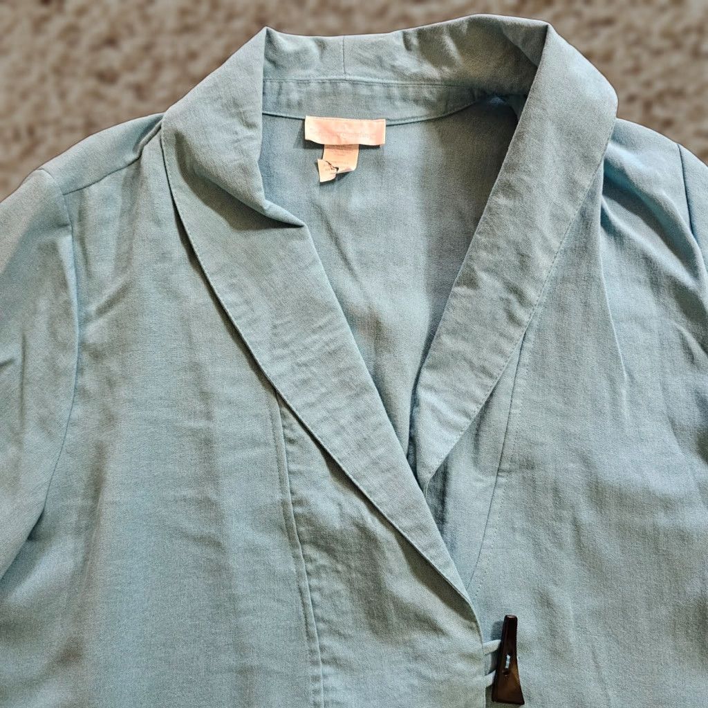 Soft Surroundings Soft Surroundings Jacket Women XL Blue 3/4 Sleeve Toggle Lagenlook Career Casual Shirt Size XL / US 12-14 / IT 48-50 - 1 Thumbnail