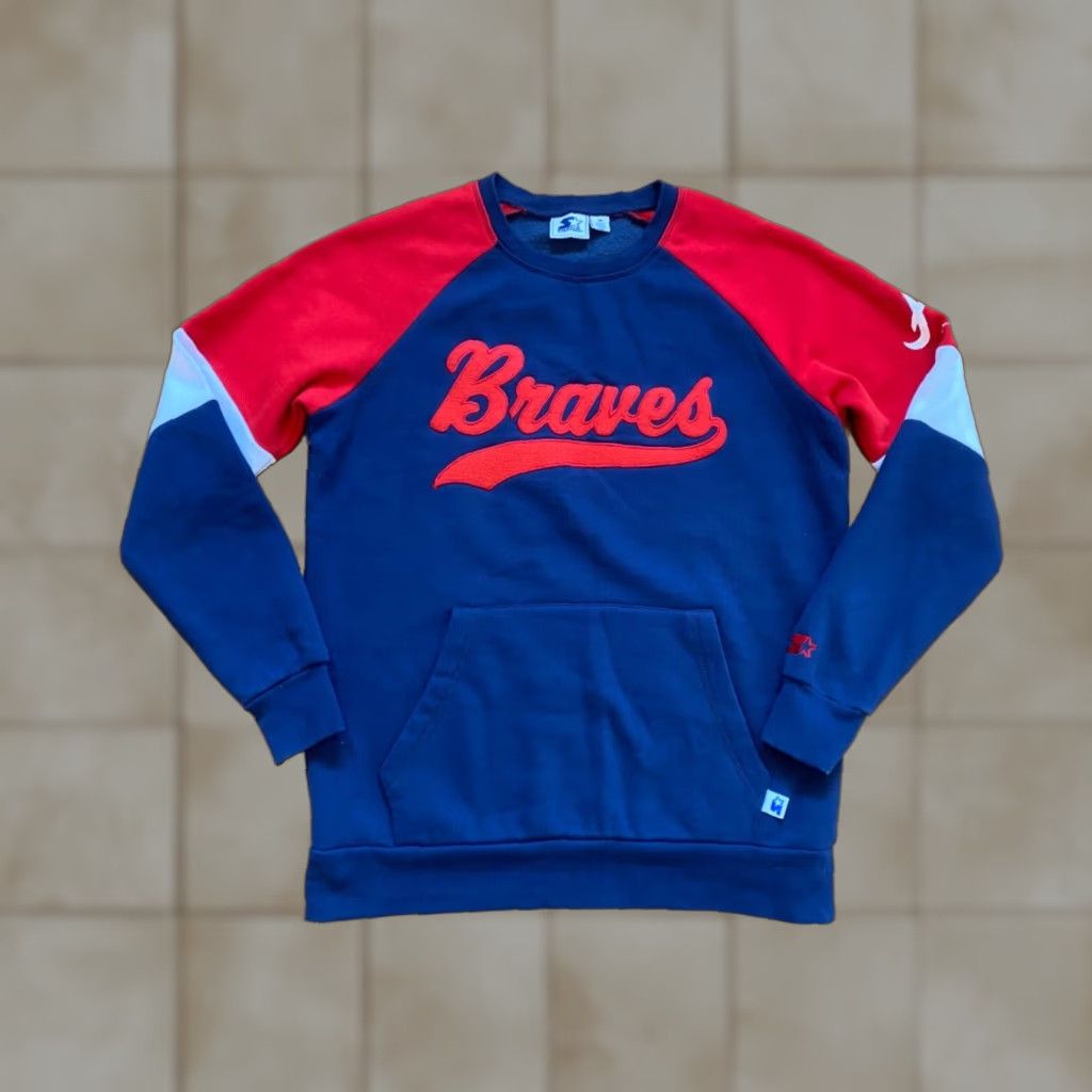 Starter VINTAGE Starter Atlanta Braves Crewneck Sweatshirt Men’s M Navy Embroidered 90s Grunge Sports Pullover Size US M / EU 48-50 / 2 - 1 Thumbnail