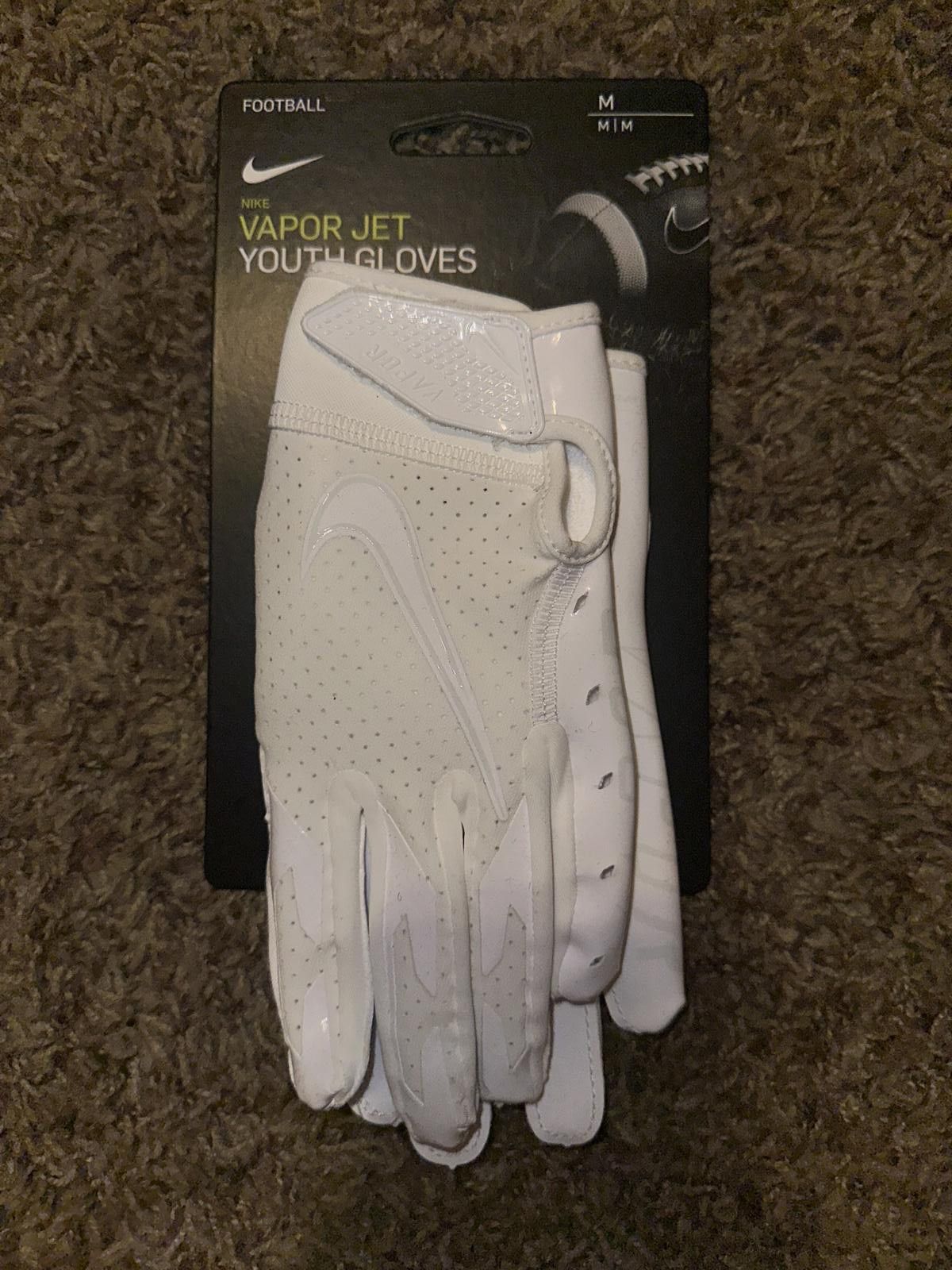 Nike Nike Vapor Jet 6.0 Youth Football Triple White Gloves Size ONE SIZE - 1 Thumbnail