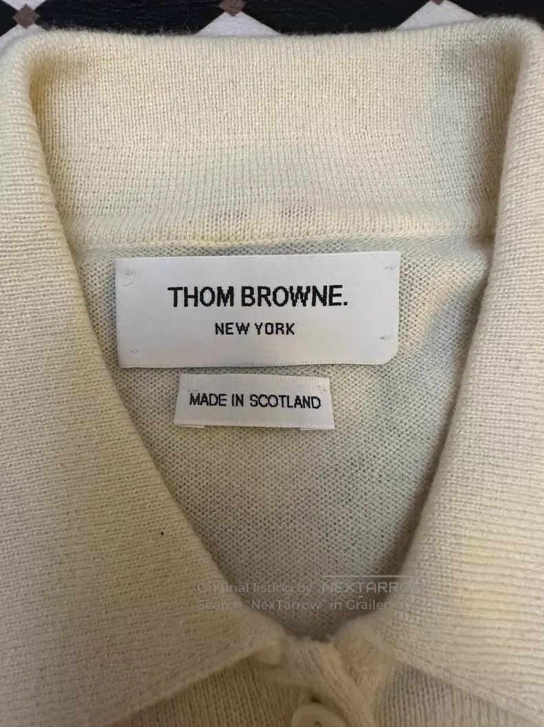 Thom Browne Thom Browne White Short Sleeve Knit Polo Shirt Size US S / EU 44-46 / 1 - 2 Thumbnail
