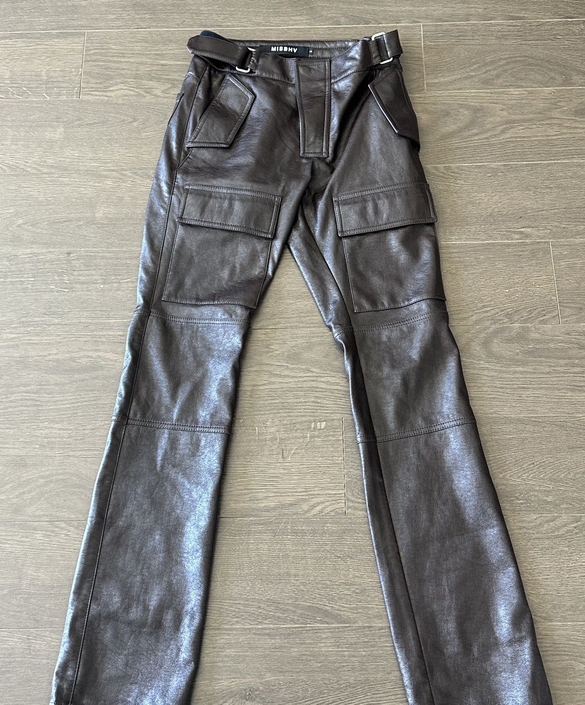 Misbhv Misbhv Brown Vegan Leather Biker Pants Size US 30 / EU 46 - 2 Thumbnail