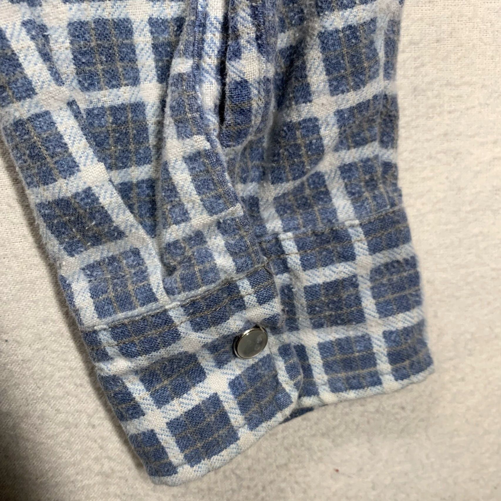 Haband VINTAGE 90s Pearl Snap Plaid Flannel Shirt Men Medium Blue Grunge Western Cotton Blend Size US M / EU 48-50 / 2 - 5 Thumbnail