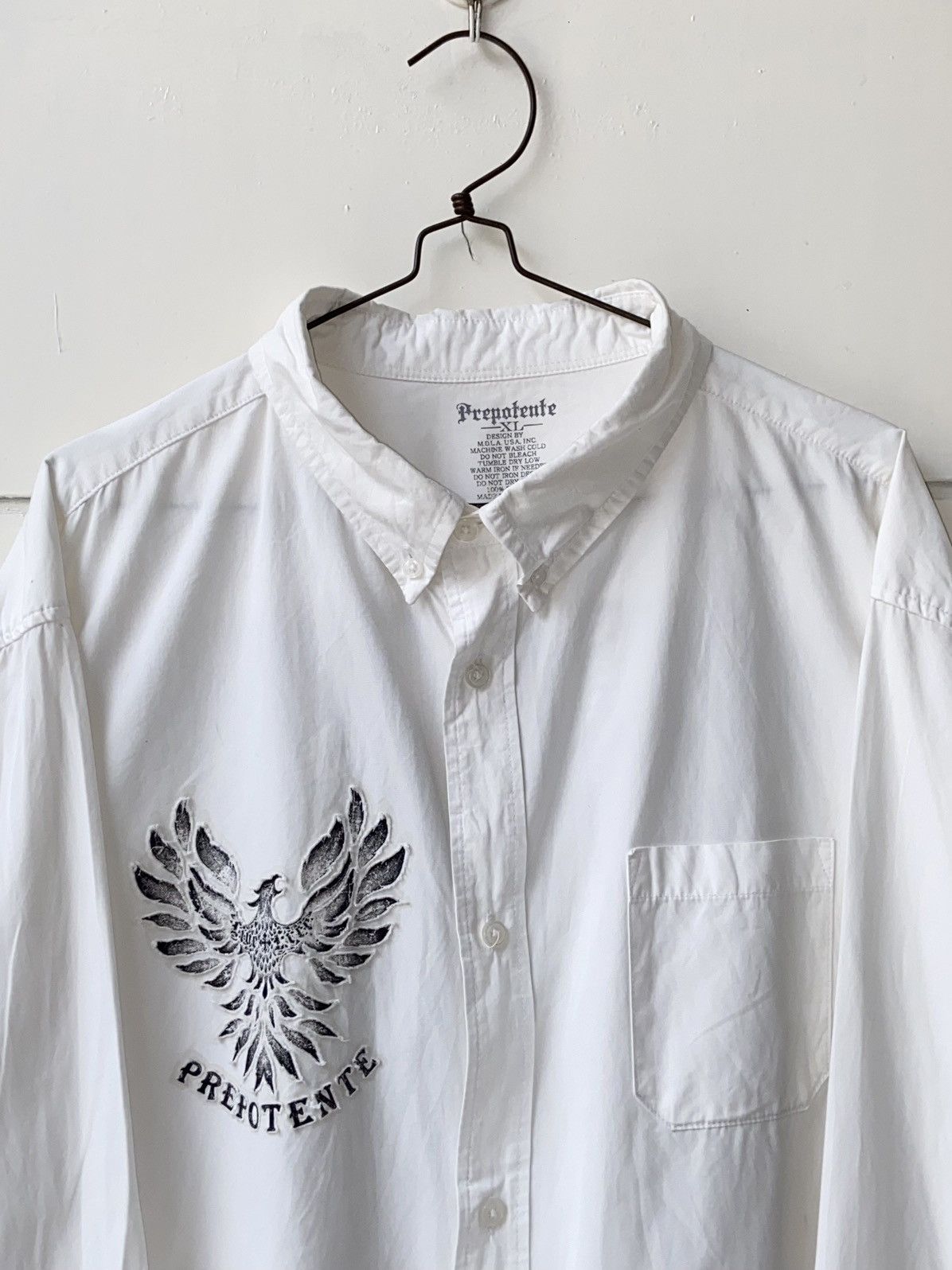 Issey Miyake × Japanese Brand × Vintage PREPOTENTE White Motive Shirt Size US L / EU 52-54 / 3 - 3 Thumbnail