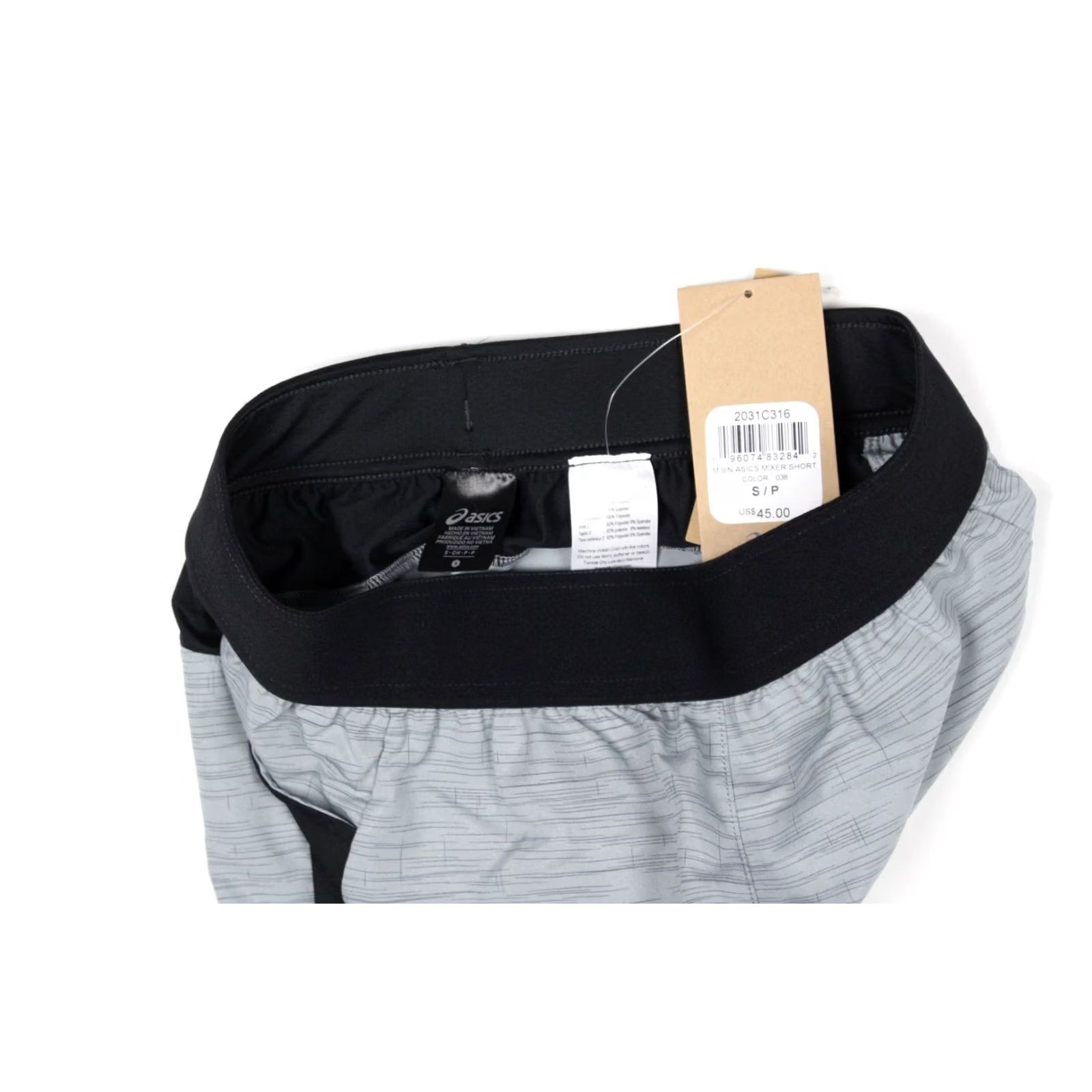Asics ASICS Men's Shorts 9 in Mixer Short Unlined S Small Gray 036 Black Gray 9" Inseam Athletic Pockets Drawstring Elastic Waist Size US 29 - 3 Thumbnail