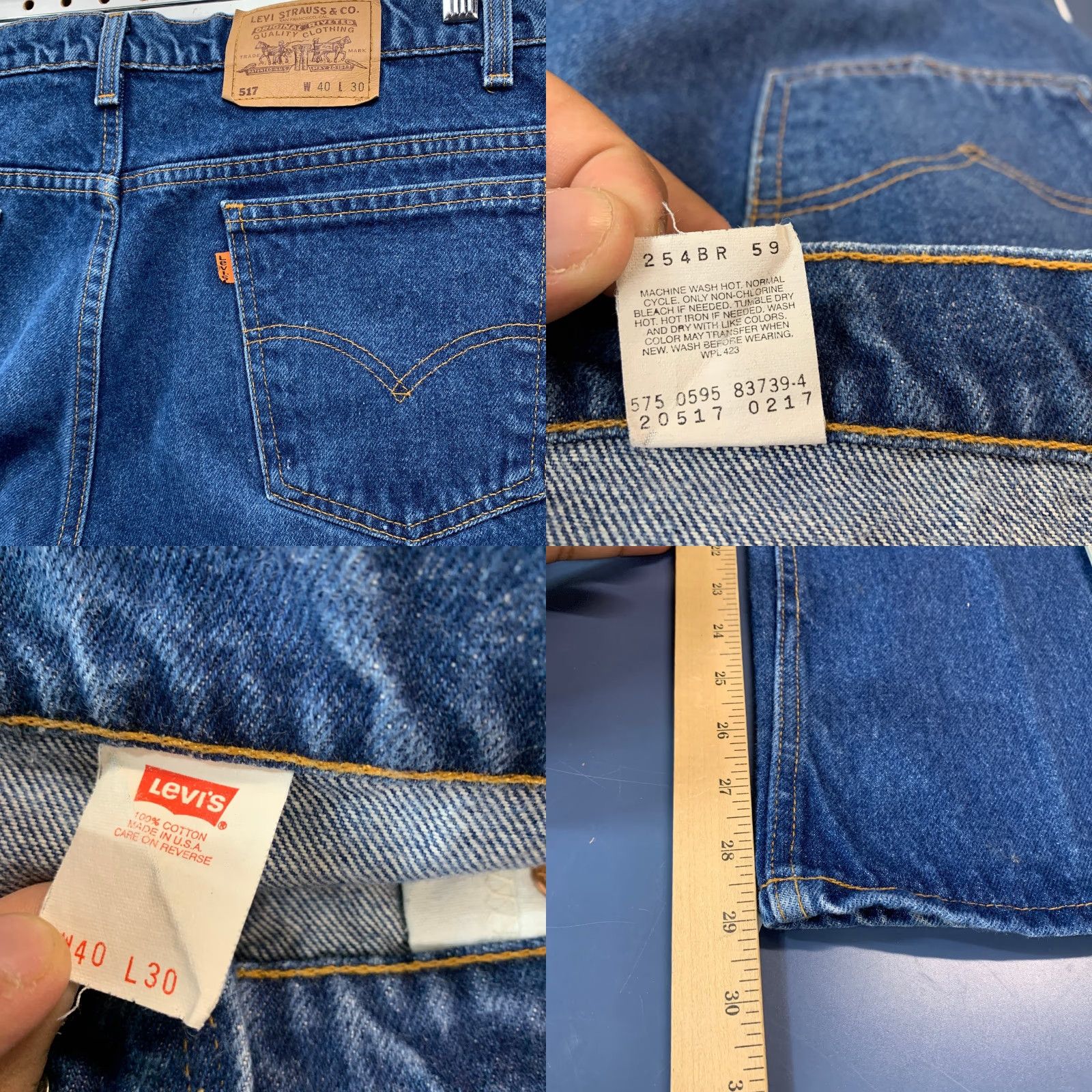 Levi's VINTAGE Levi's 517 Jeans Denim Boots Cut 90s Dark Wash Men 40x30 Regular Orange Tab USA Mens Size 40 Regular Blue Size US 40 / EU 56 - 8 Thumbnail