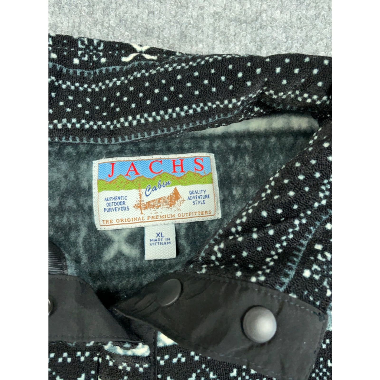 Vintage Ski Lodge Style Jacket Women's XL Black 1/4 Snap Fleece Pullover Tribal Motif Size XL / US 12-14 / IT 48-50 - 6 Thumbnail