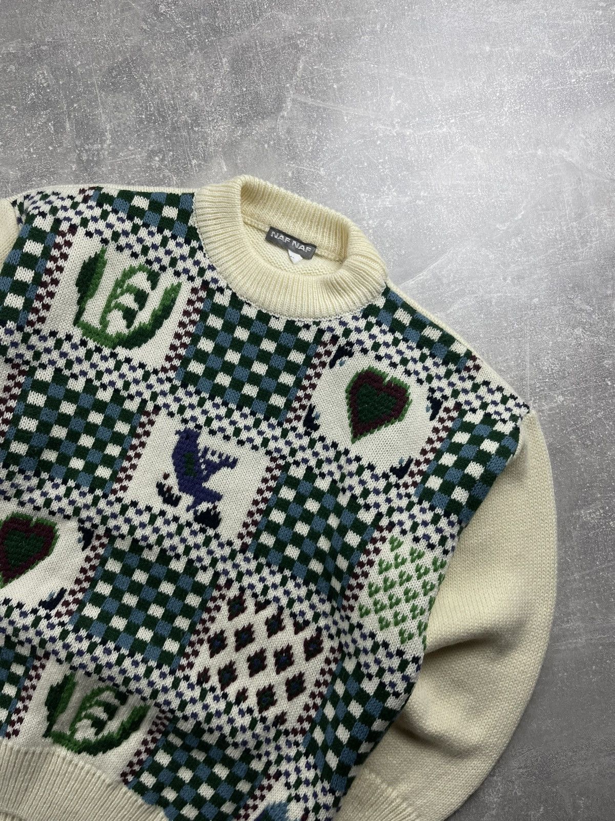 Vintage NAF NAF Vintage Patterned Knit Sweater Graphic Jacquard Size S / US 4 / IT 40 - 5 Thumbnail