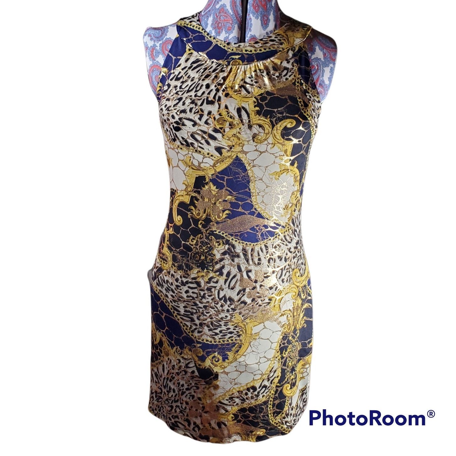 Other American Twist | Halter Dress with Gold Accents | Large Size L / US 10 / IT 46 - 1 Thumbnail