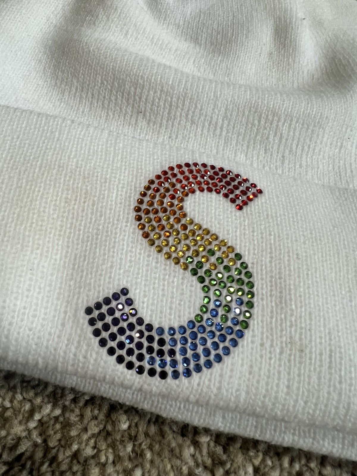 New Era × Supreme Supreme New Era Swarovski S Logo Beanie - White Size ONE SIZE - 2 Thumbnail