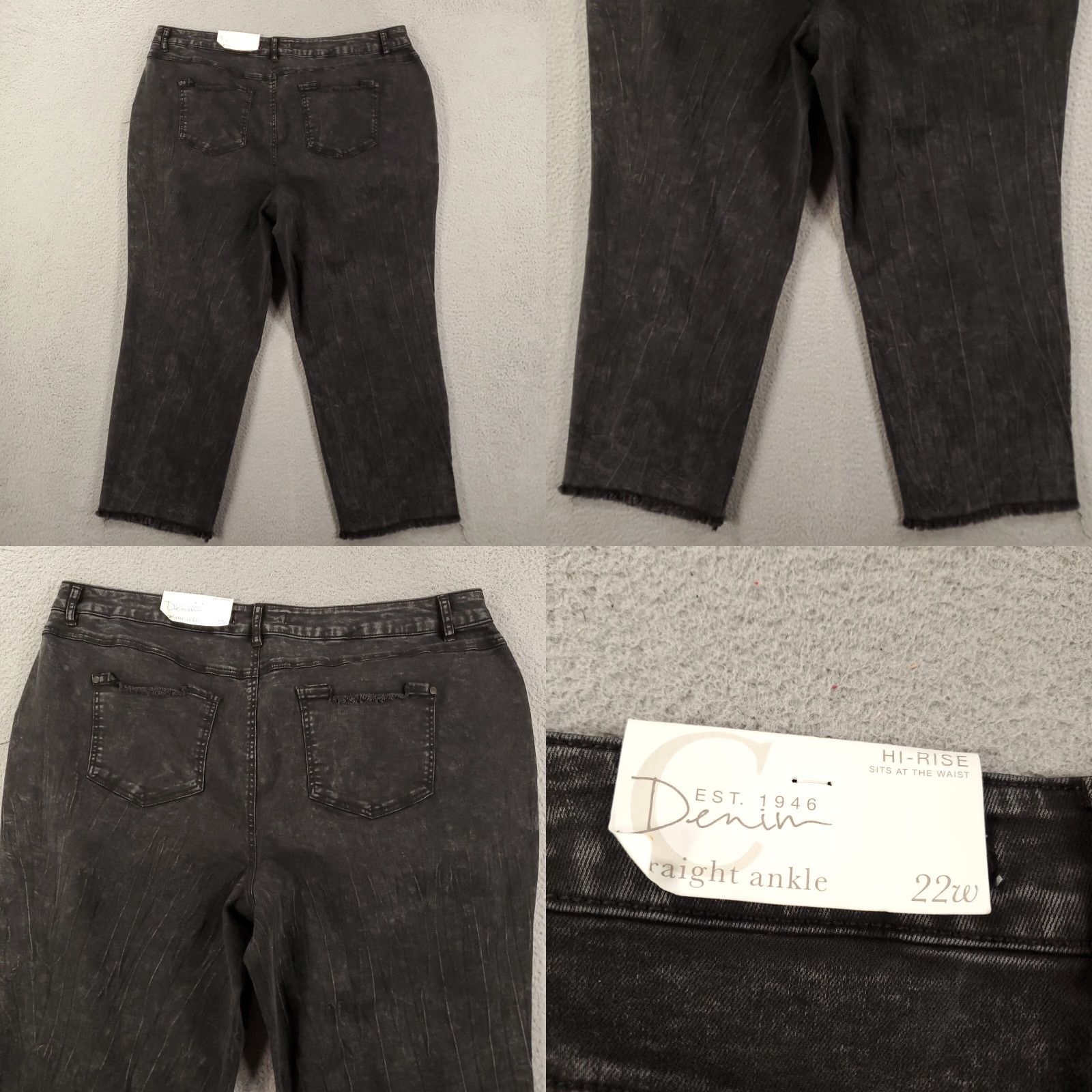 Vintage Cato Jeans Womens 22W Ankle Straight Distressed Wash Black NWT(Size 22W) Regular 5-Pocket Denim Cap Ultr a? Size 40" / US 18 - 9 Thumbnail