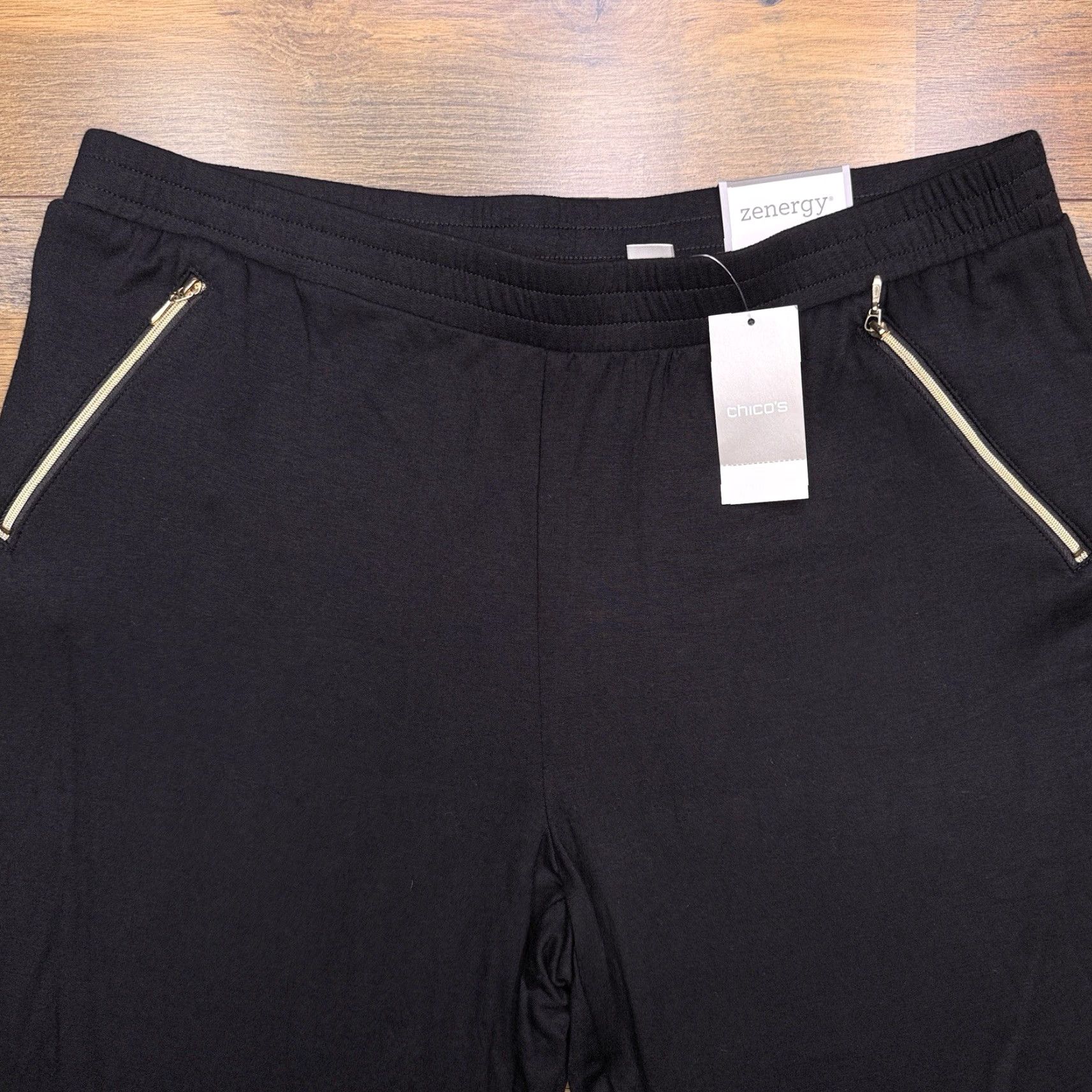 Vintage Zenergy Black Womens Pants Ankle Stretch Zip Pocket High Rise 2 Relaxed Straight City Size 26" / US 2 / IT 38 - 3 Thumbnail