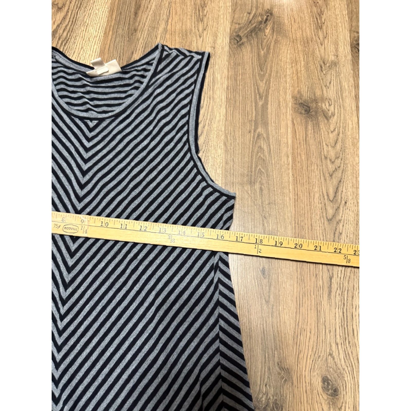 Vintage Style & Co. Dress Women's Size Large Gray Black Striped Tank Dress Size L / US 10 / IT 46 - 3 Thumbnail
