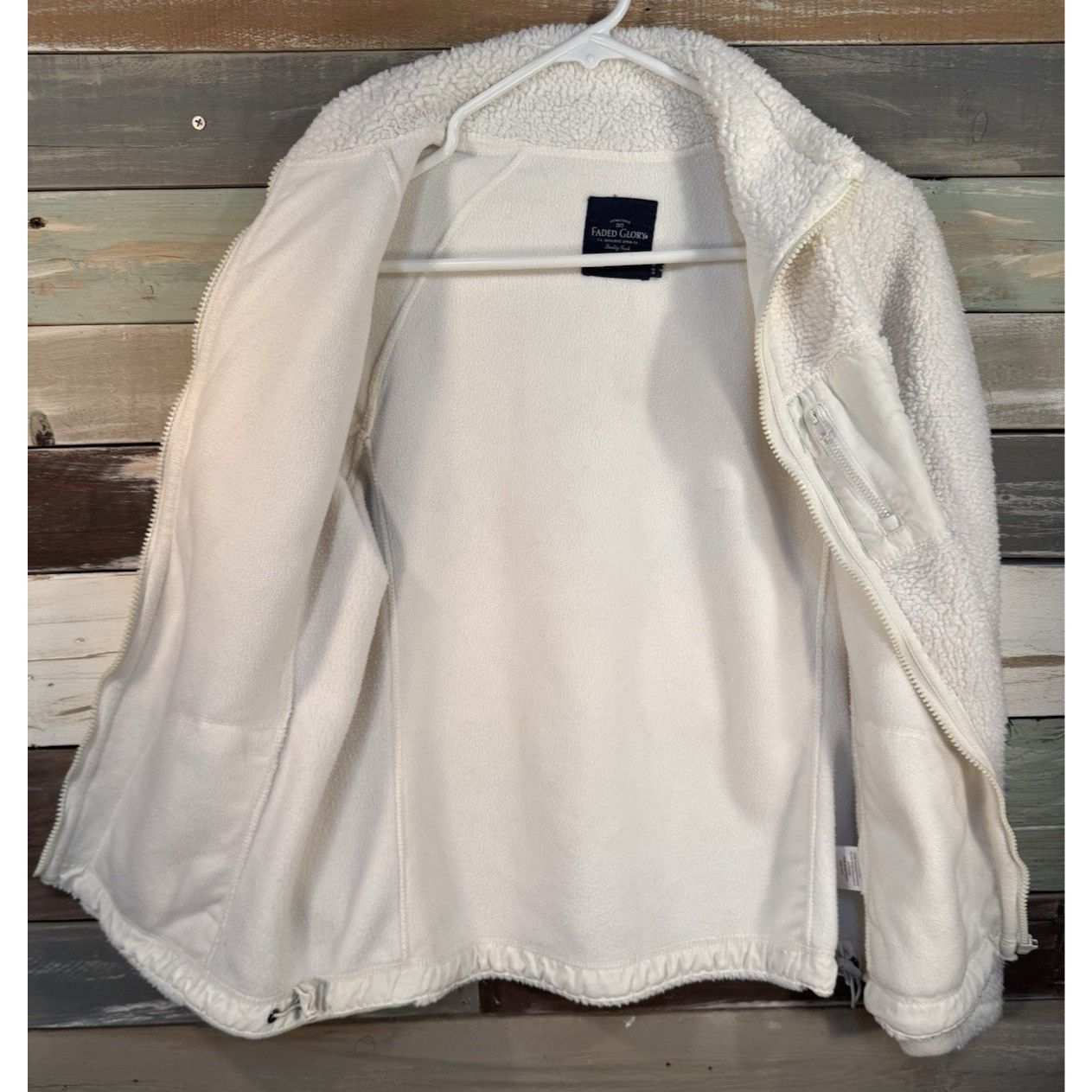 Faded Glory Faded-Glory Women's White Fleece Zipper Sweater Jacket Size Size M / US 6-8 / IT 42-44 - 7 Thumbnail