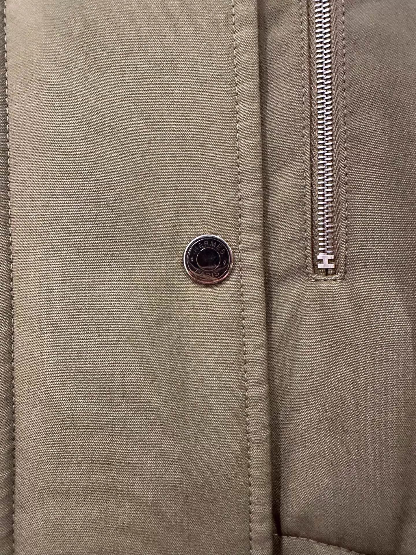 Hermes Hermes women's olive green longline jacket with logo button Size XS / US 0-2 / IT 36-38 - 4 Thumbnail