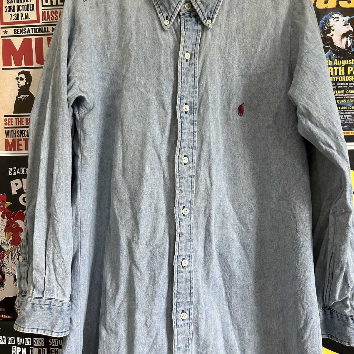 Ralph Lauren Vintage Ralph Lauren Distressed Denim Long Sleeve Shirt Size US M / EU 48-50 / 2 - 3 Thumbnail