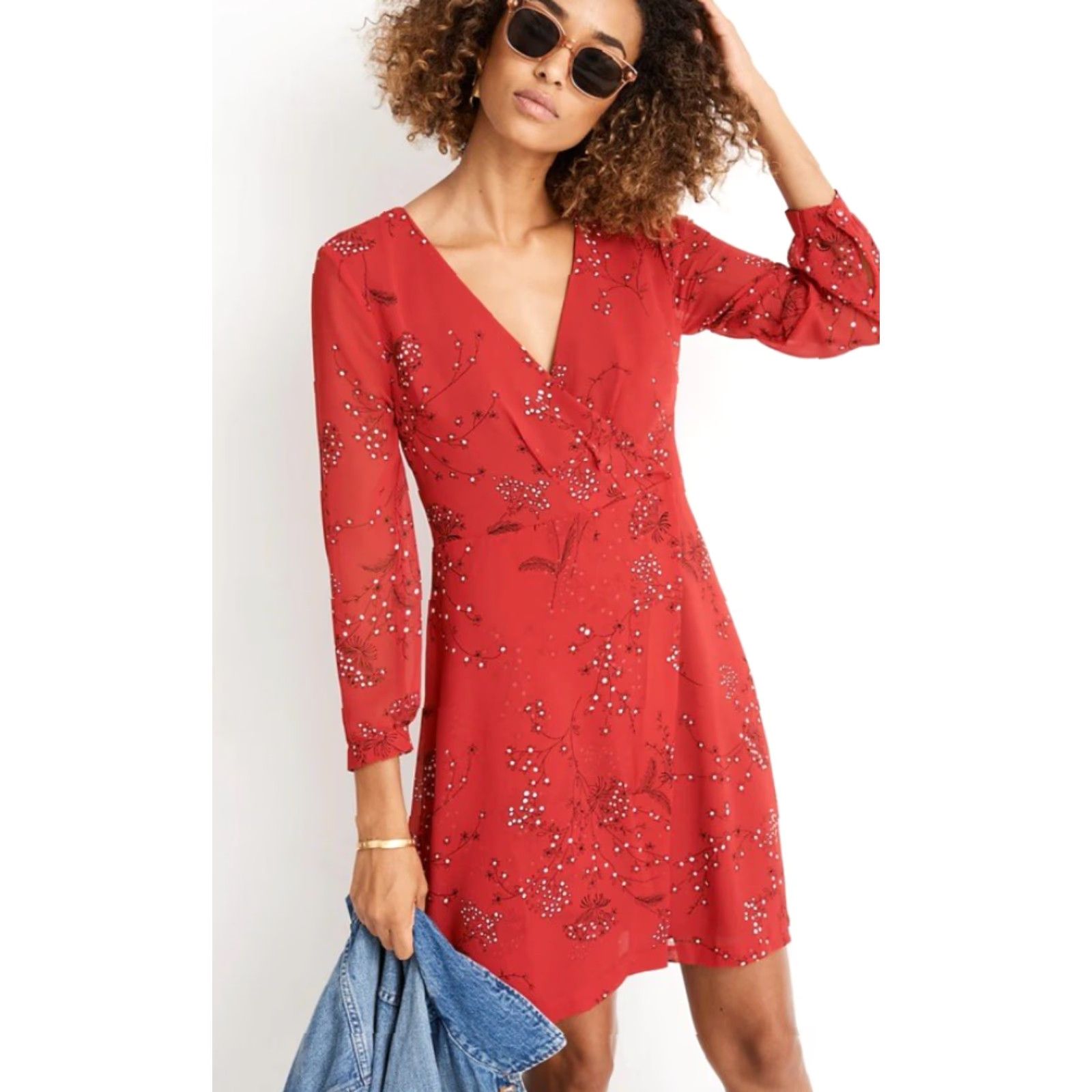 Madewell Madewell Dress Hazelwood Wrap Front Red Mini Windswept Floral Sz 0 Size XS / US 0-2 / IT 36-38 - 3 Thumbnail