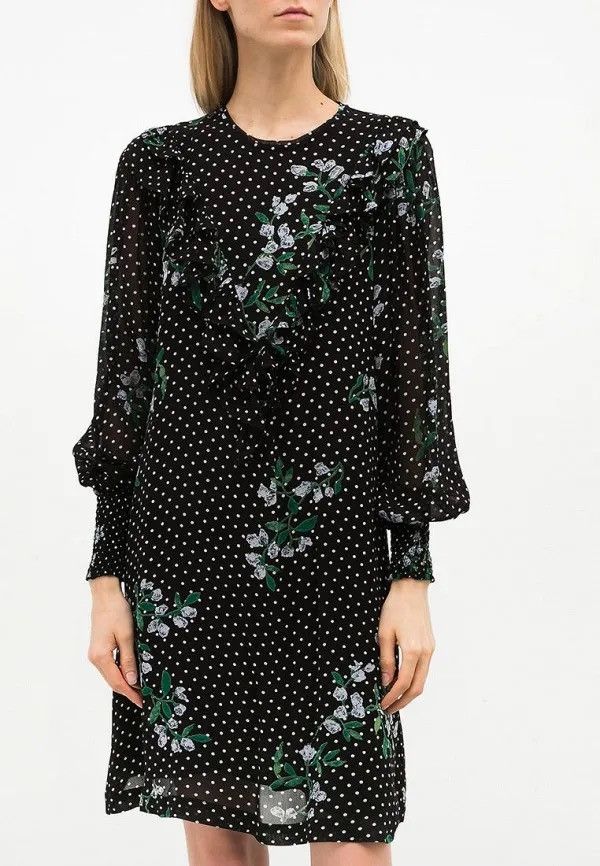 Ganni Ganni Rometty Georgette Polka Dot Floral Long Sleeve Dress Size S / US 4 / IT 40 - 1 Thumbnail