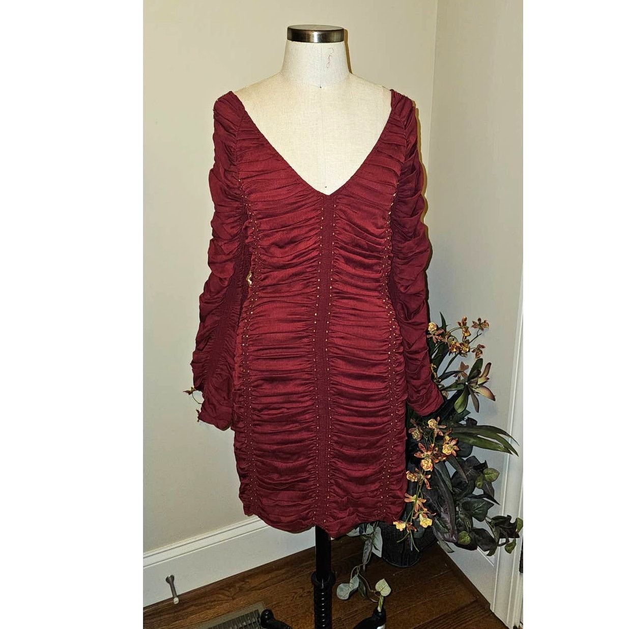 Free People New FREE PEOPLE Western Romance Mini Dress $448 X-SMALL Red Size XS / US 0-2 / IT 36-38 - 4 Thumbnail