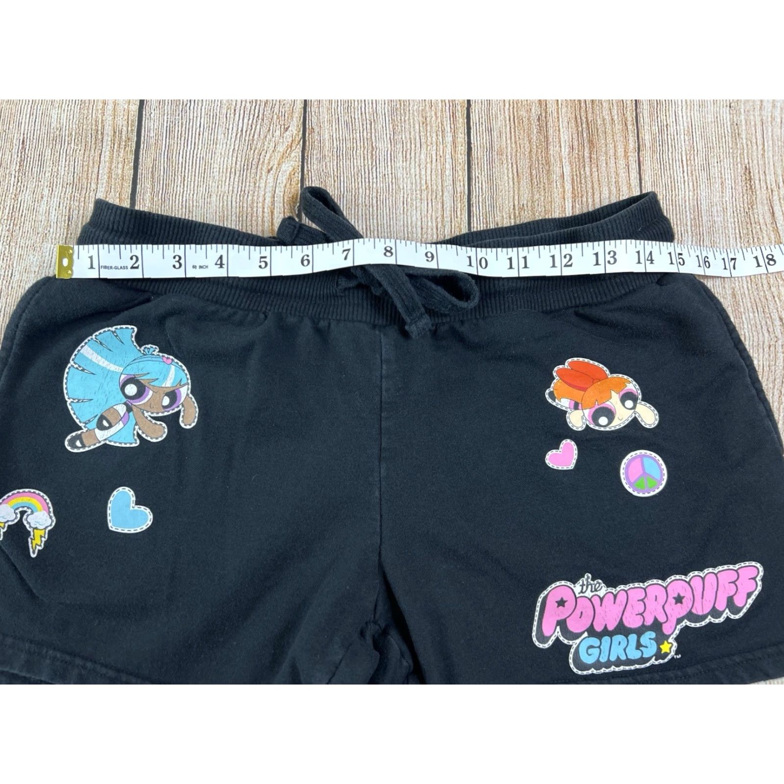 Vintage VINTAGE Women’s Cartoon Network Powerpuff Girls Shorts L 11/13 Black Elastic Drawstring Sweat Activewear Casual 90s Womens Size 36" / US 14 / IT 50 - 6 Thumbnail