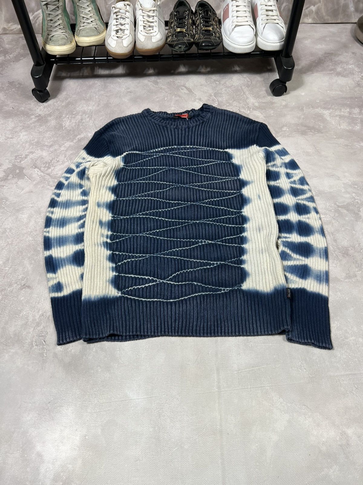 Japanese Brand × Vintage Vintage Junya Watanabe Style Ribbet Distressed Sweater Size US L / EU 52-54 / 3 - 2 Thumbnail