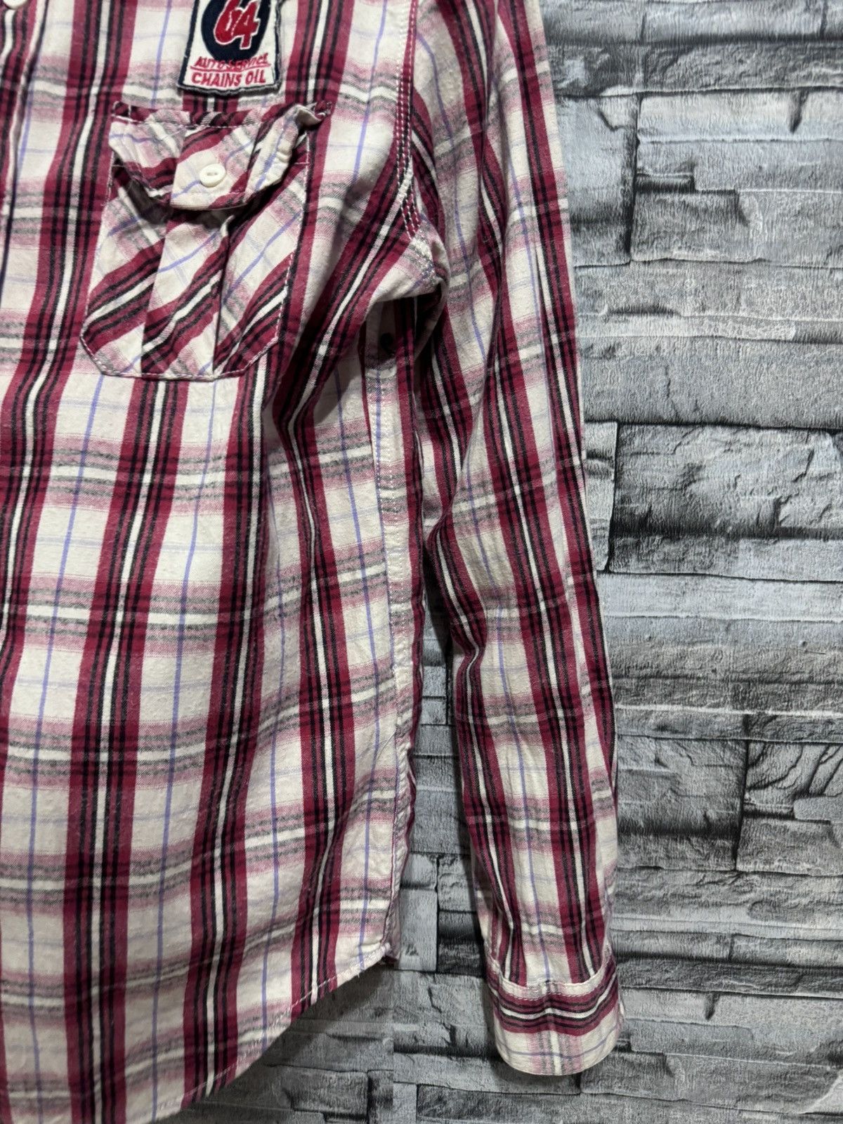 Flannel vintage Flannel Time Flies Patcher design double pocket Size US L / EU 52-54 / 3 - 6 Thumbnail