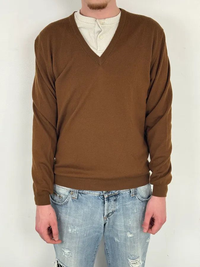 Gucci 2010s Gucci Brown Wool V-Neck Sweater Size US M / EU 48-50 / 2 - 2 Thumbnail