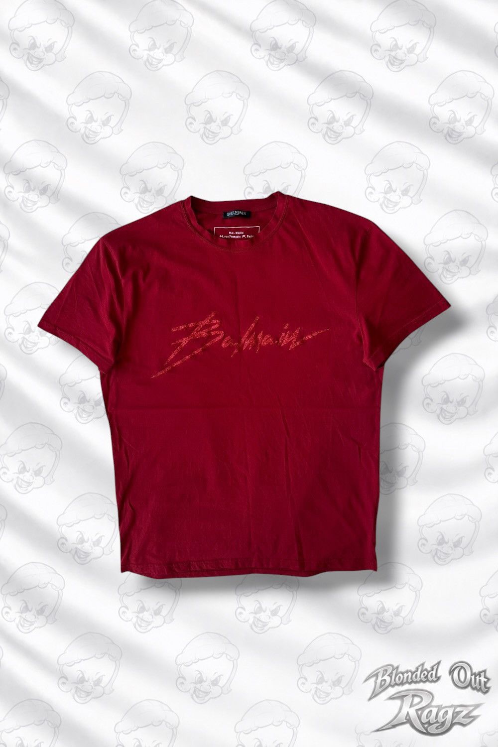 Balmain Balmain Printed Signature Logo Red T shirt Shiny Archive Size US L / EU 52-54 / 3 - 1 Thumbnail