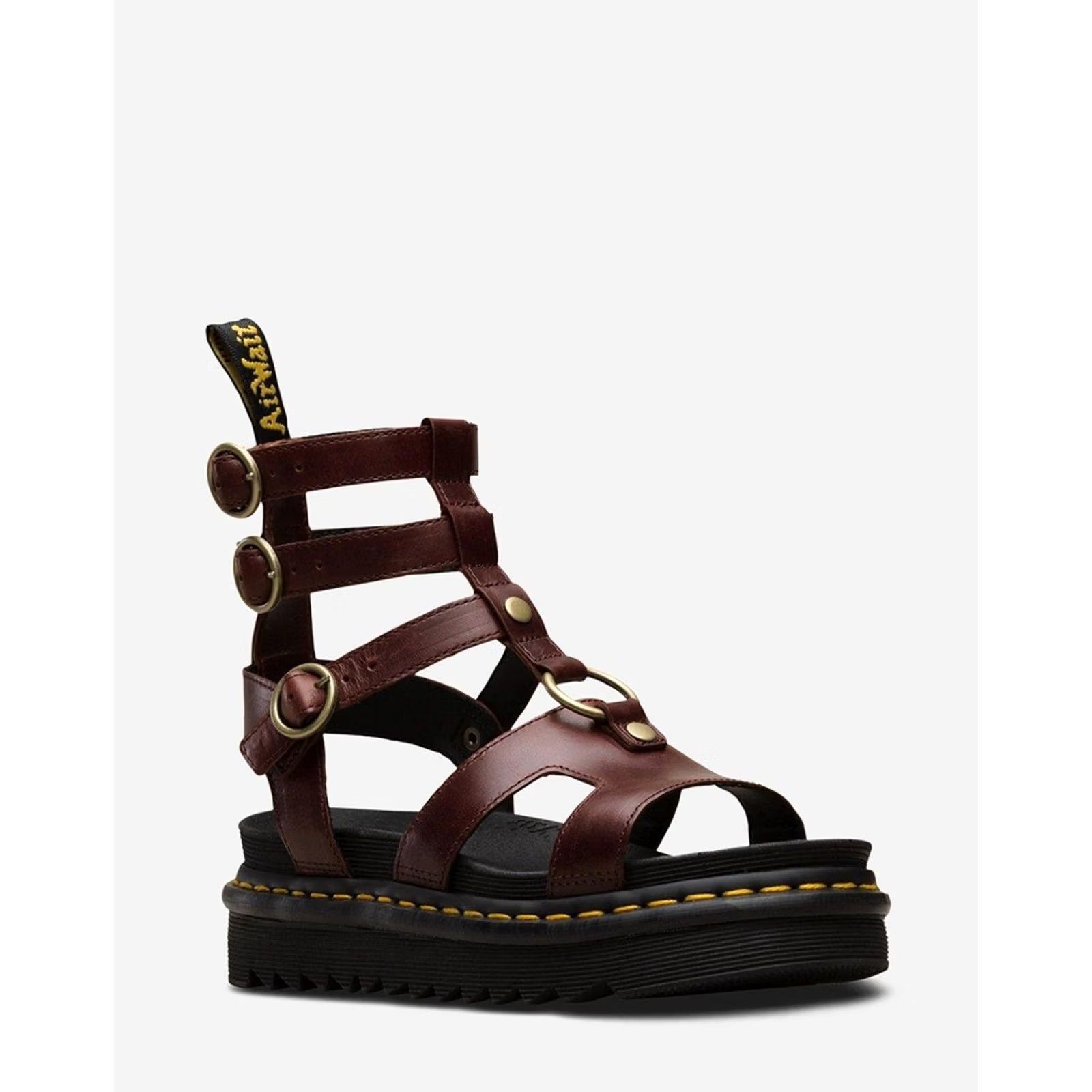 Dr. Martens VINTAGE Dr. Martens Adaira Gladiator Sandal Women 8 8.5 39 Brown Leather Slip-on? Size US 8 / IT 38 - 2 Thumbnail