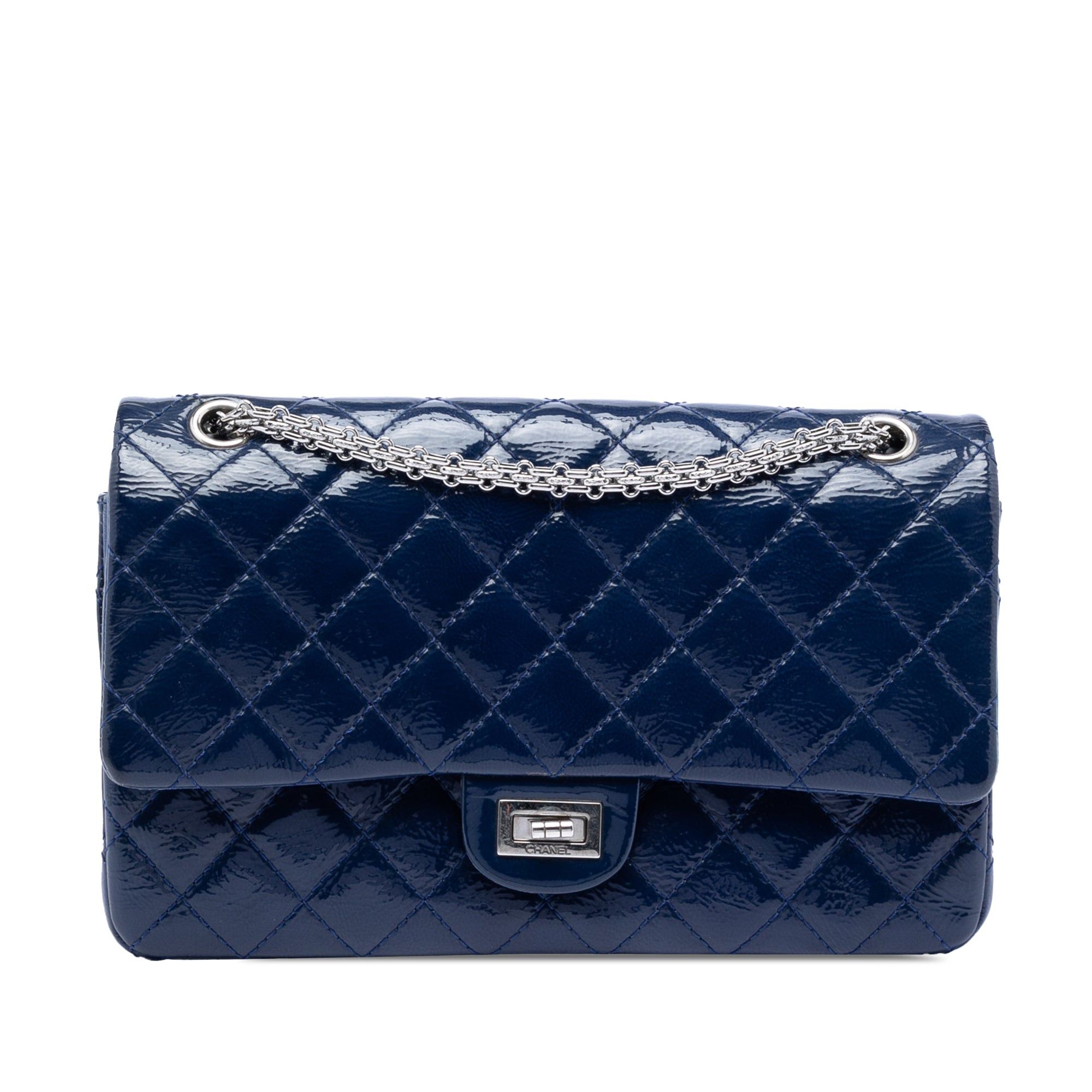 Chanel Quilted Patent Reissue 2.55 Double Flap 226 in Blue, Women's