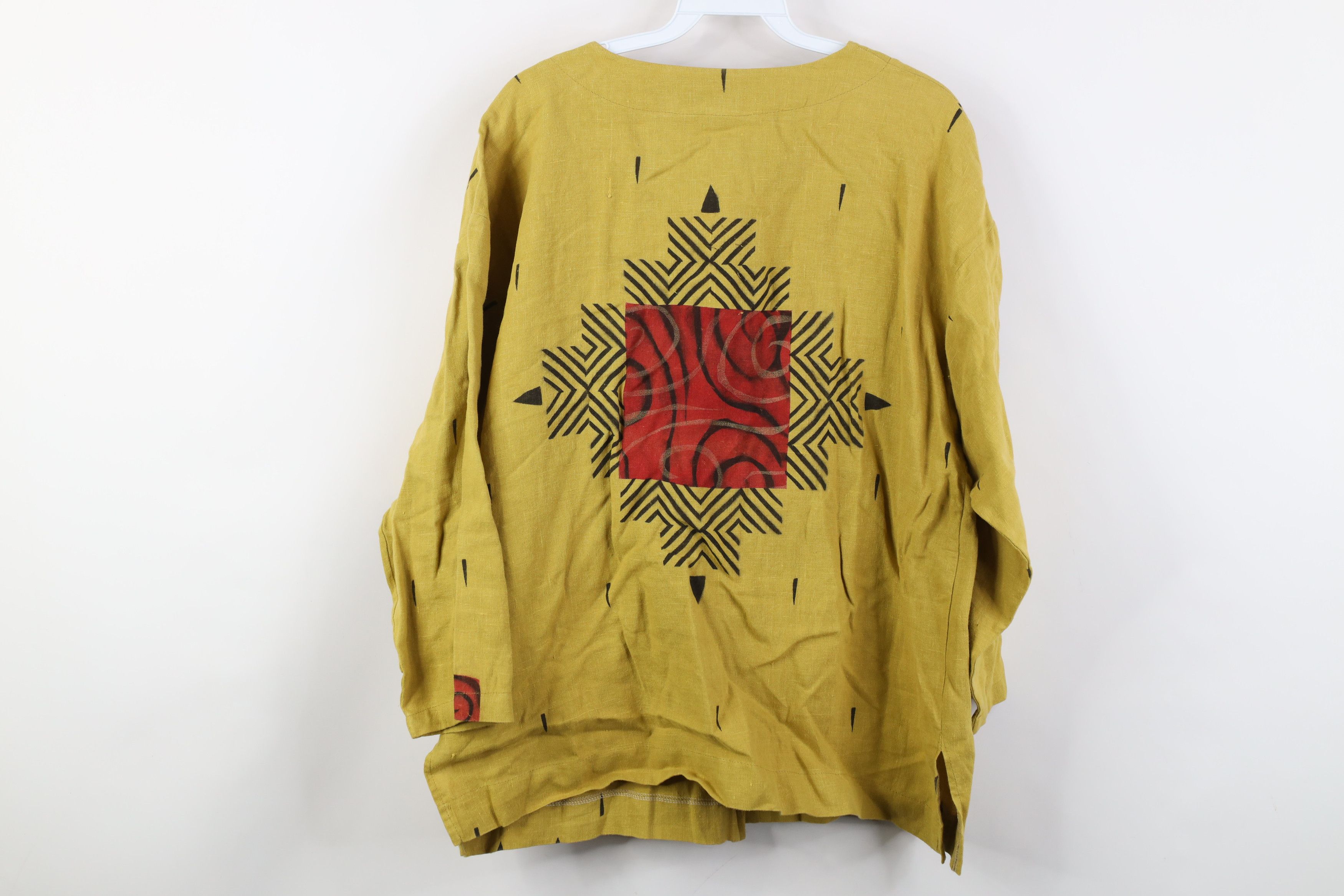 Vintage Vintage 90s Beth Nash Lagenlook Linen Abstract Art Jacket Size L / US 10 / IT 46 - 13 Thumbnail