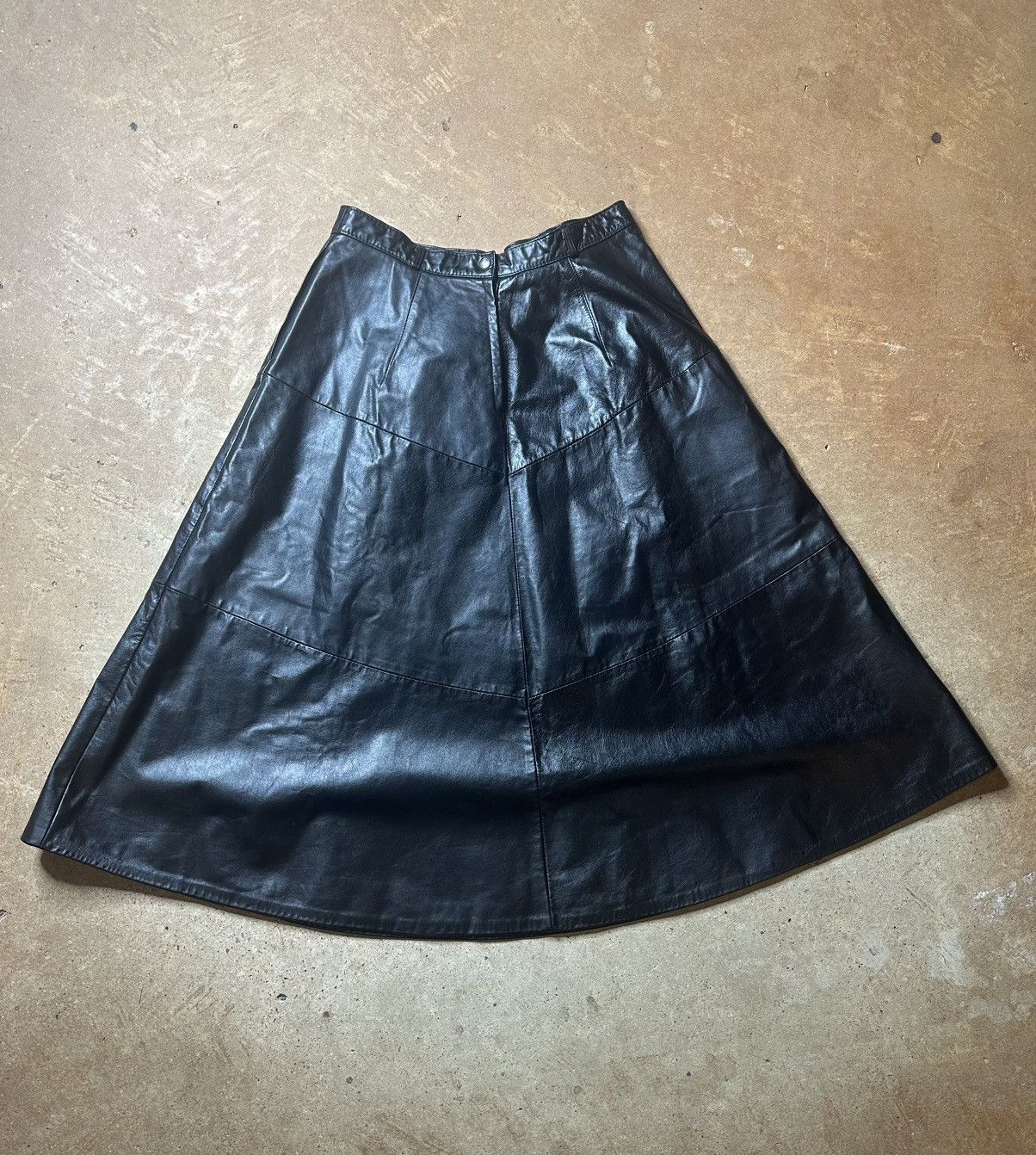 Vintage Vintage 90s Black Leather Daniel Marcus Maxi Skirt Size 32" / US 10 / IT 46 - 2 Thumbnail