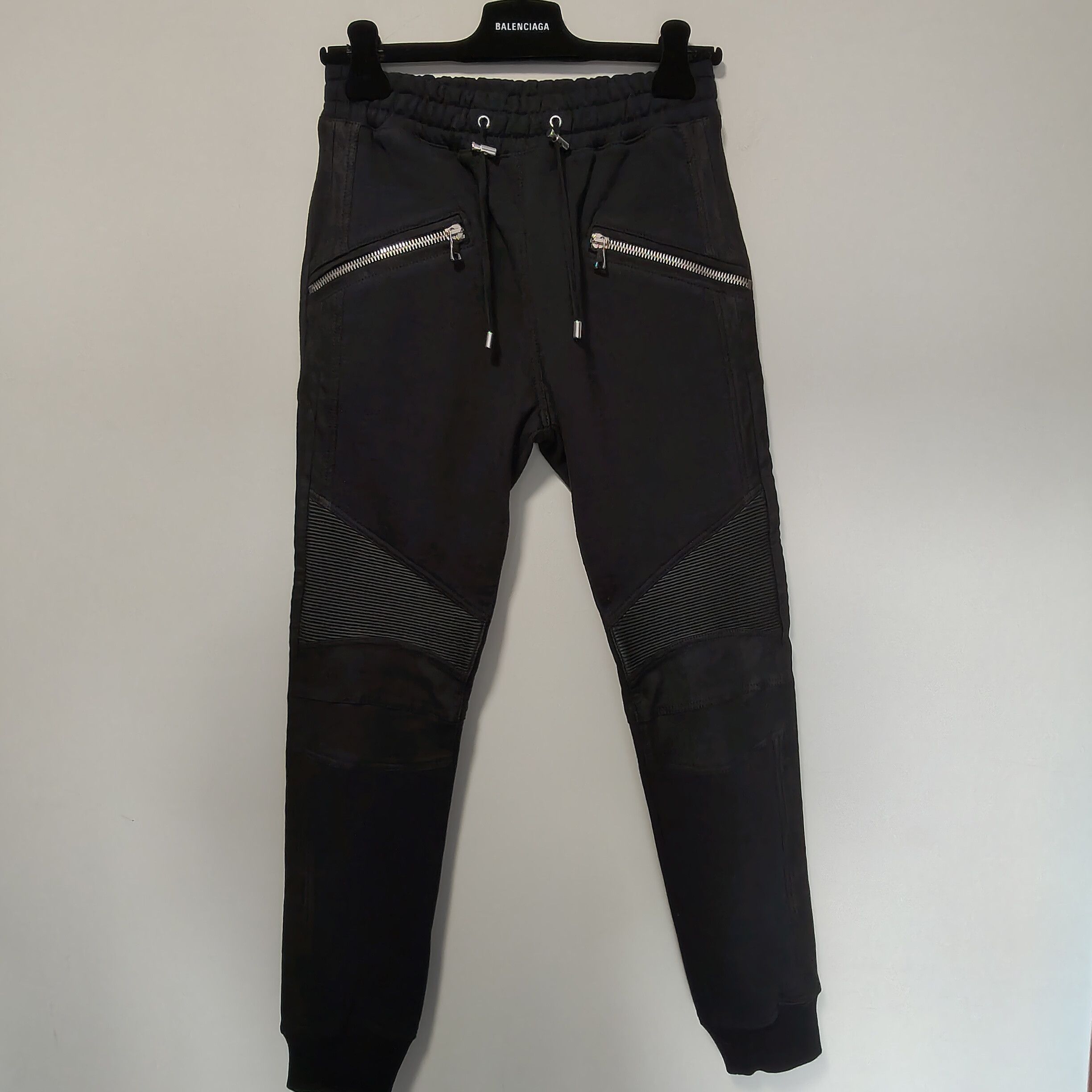 Balmain Leather and cotton biker sweatpants Size US 32 / EU 48 - 1 Thumbnail