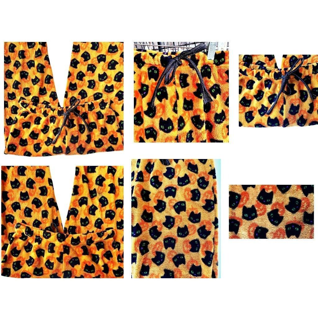 Other Pillow Talk Pajama Bottoms Medium Black Cats Jack O Lanterns Size 30" / US 8 / IT 44 - 11 Thumbnail