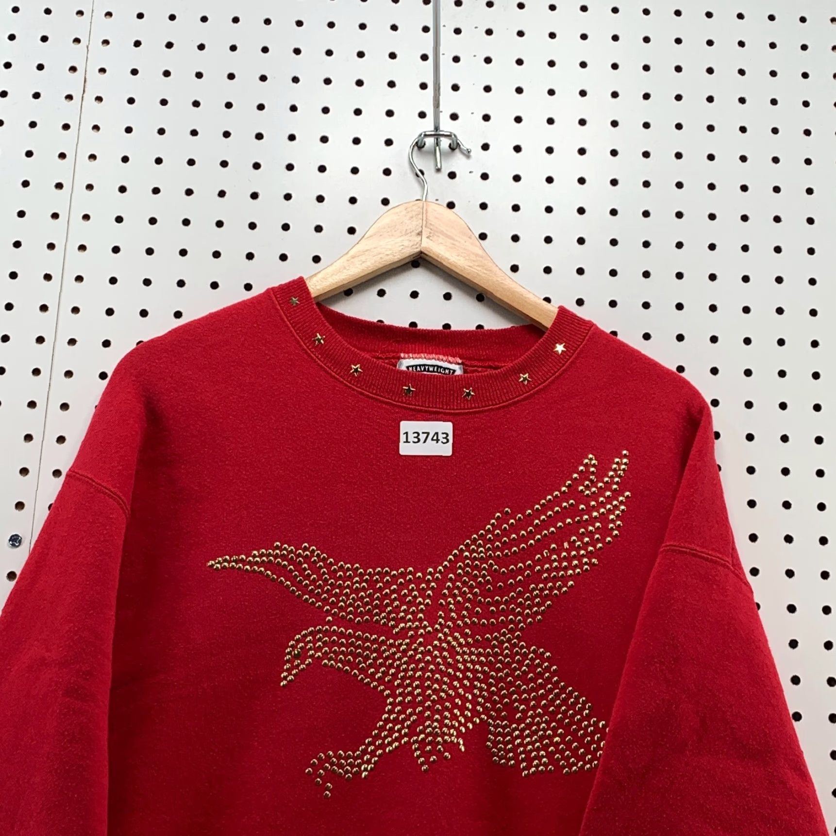 Lee VINTAGE LEE Heavyweight Studded Eagle Stars Handmade Long Sleeve Size Large Red Women Sweater Size L / US 10 / IT 46 - 2 Thumbnail