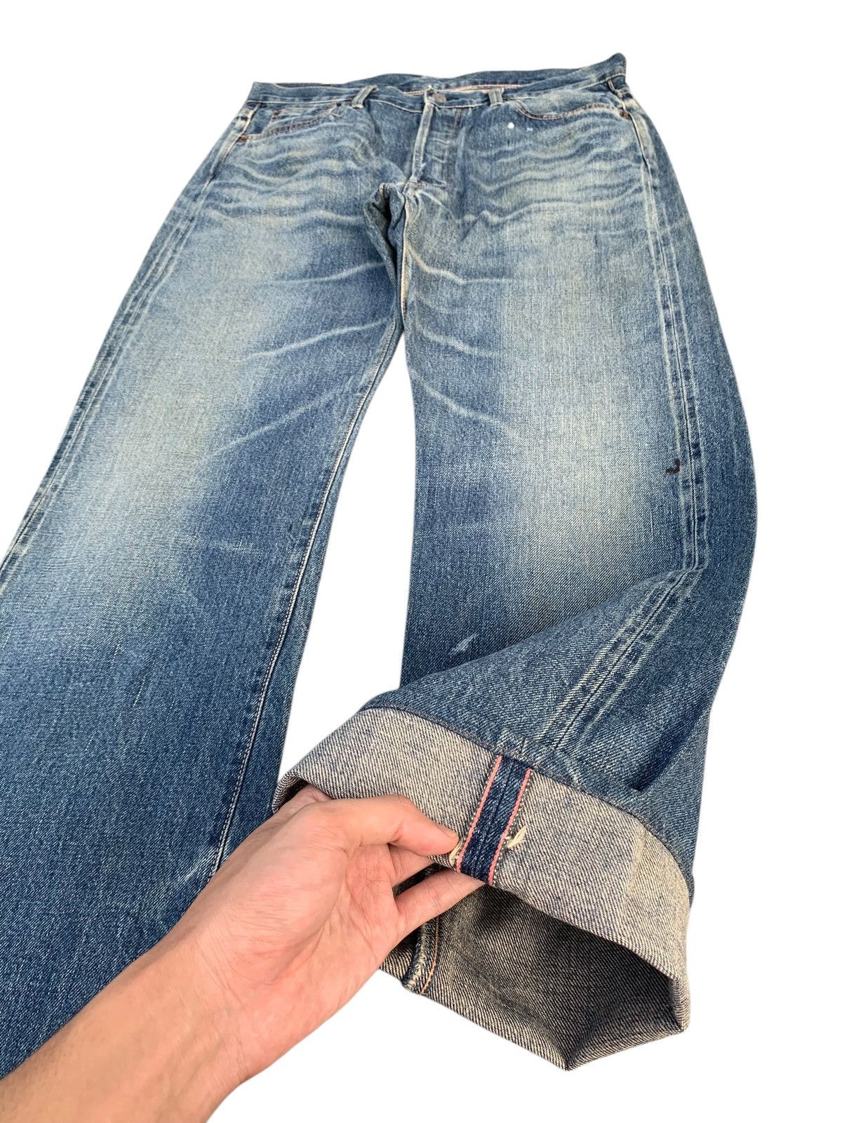 OMNIGOD VINTAGE OMNIGOD 5009 SELVEDGE JAPANESE DISTRESSED DENIM Size US 33 - 5 Thumbnail