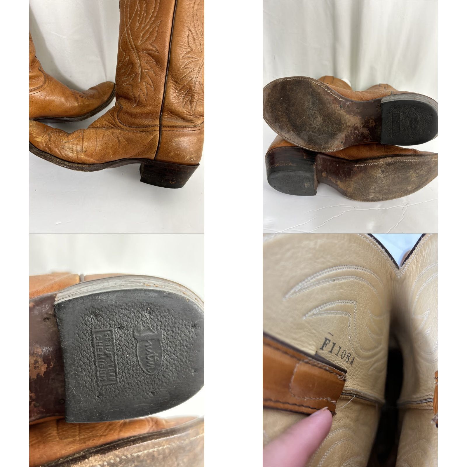 Justin Boots VINTAGE Justin Boots Mens 10 Brown Leather Cowboy Western Boots Pull-on Mid-Calf Pointed Toe USA Mens Size US 10 / EU 43 - 10 Thumbnail