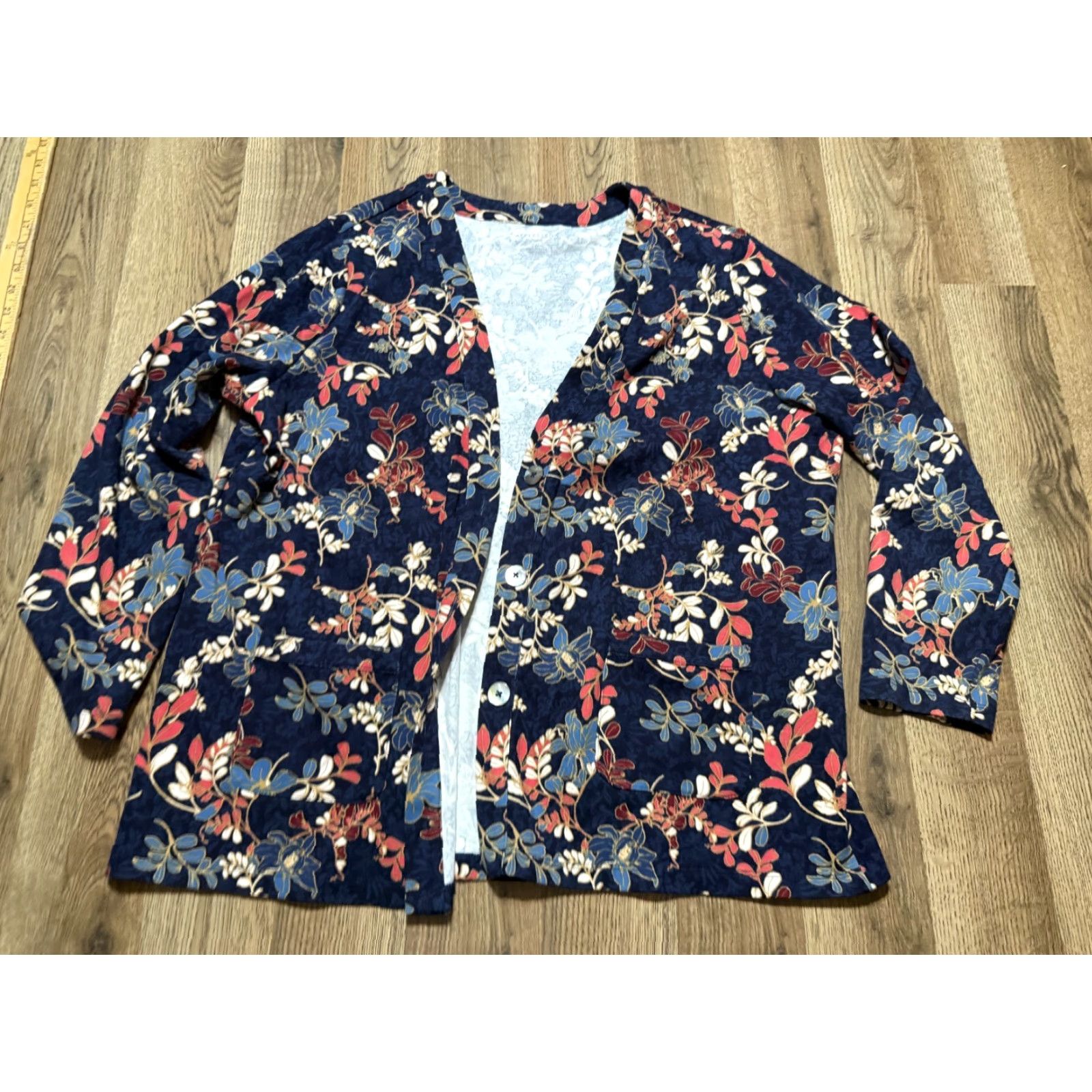 Vintage **Women's Gold Appleseeds Blue Red White XL Long Sleeve Button-Up Shirt** User: Women's Gold Appleseeds Blue Red White XL Long Sleeve Button-Up Shirt Size XL / US 12-14 / IT 48-50 - 2 Thumbnail