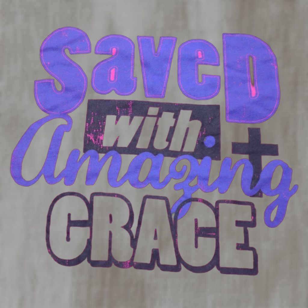 Fruit Of The Loom Saved with Amazing Grace Faith Tee T-Shirt Adult Medium Pink Nike? Wait No. Size US M / EU 48-50 / 2 - 1 Thumbnail