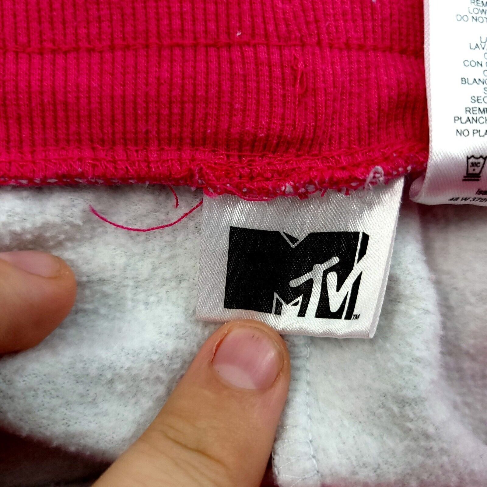 Mtv MTV Cream Pink XL Sweatpants High Rise Drawstring Athleisure Size 33" - 6 Thumbnail