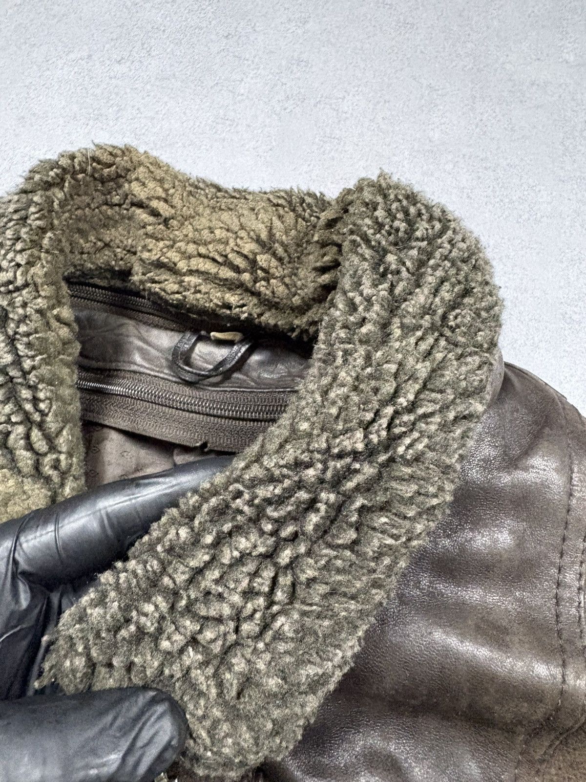 Vintage 80s Vintage Leather Aviator Bomber Jacket Sherpa Lined Size US XL / EU 56 / 4 - 14 Thumbnail