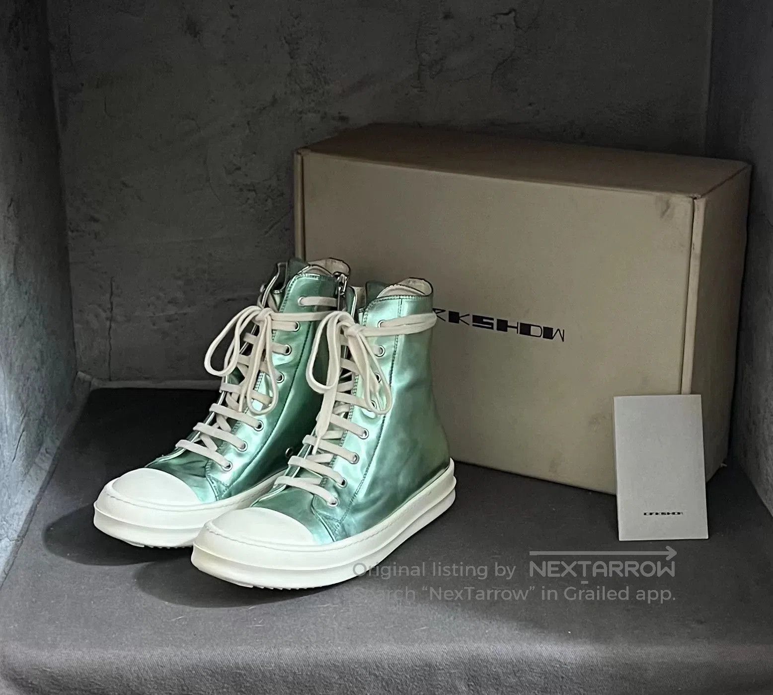 Rick Owens rick owens green mirrored sneaker high. Size US 6.5 / EU 39-40 - 1 Thumbnail