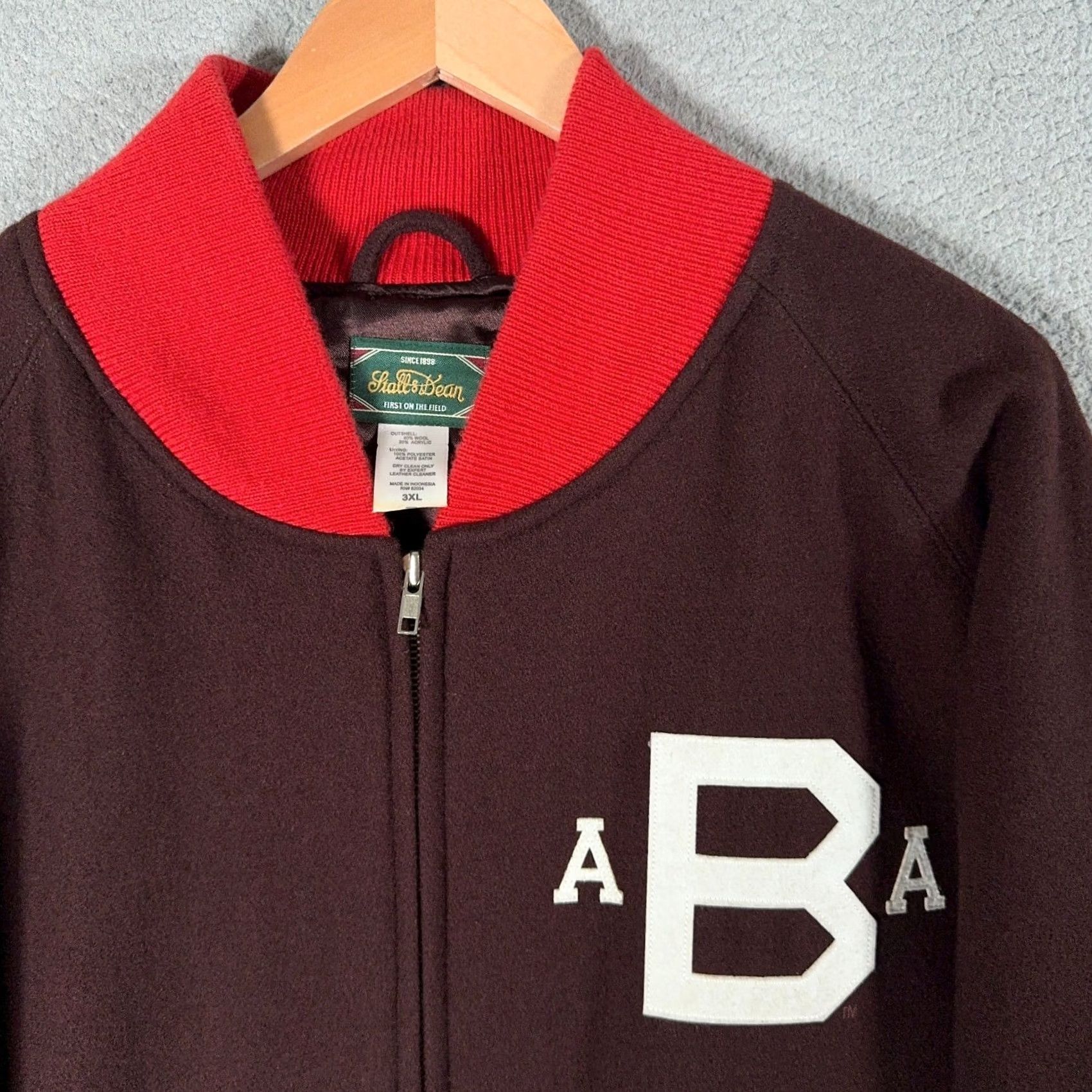 Vintage VINTAGE Stall & Dean Brown University Varsity Jacket 3XL Wool Letterman Ivy League Brown Maroon Satin Lined Full Zip Embroidered Limited Edition Mens Size US XXL / EU 58 / 5 - 2 Thumbnail