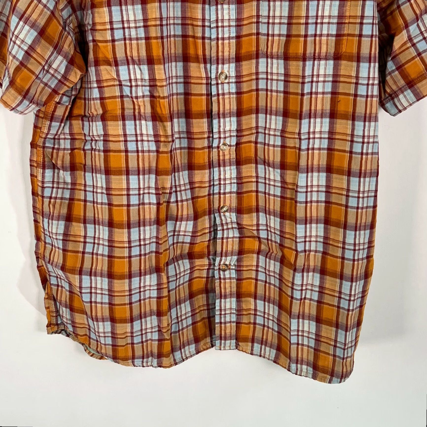 The North Face The North Face Button Up Shirt Plaid Orange XL Adult Men Casual Short Sleeve 100% Cotton/Auburn Orange Plaid Shirt Size US XL / EU 56 / 4 - 5 Thumbnail